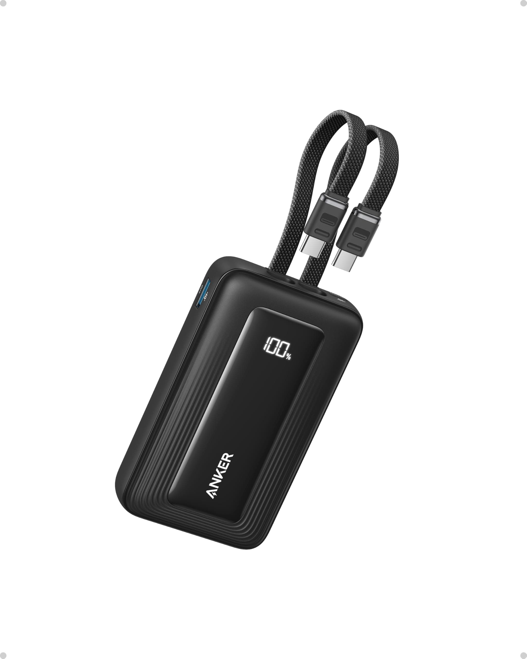 Anker Zolo Powerbank (2025 Upgrade), 45W Schnellladung, 20000 mAh Akku-Pack, Zwei integrierte USB-C Kabel, 1 USB-C und 1 USB-A Port, für iPhone 17/16-Serie, Galaxy, MacBook und mehr