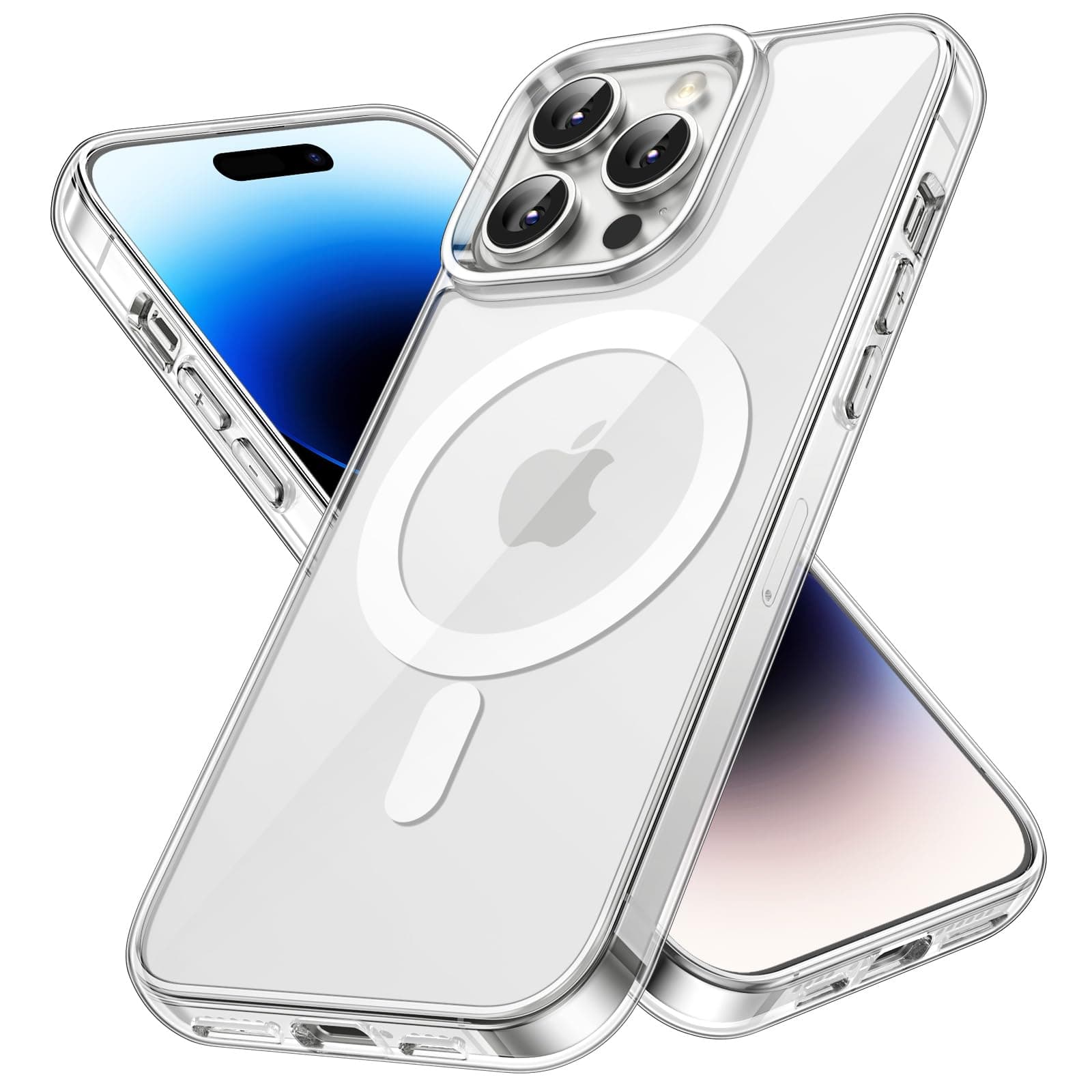 JETech Magnetisch Hülle für iPhone 14 Pro 6,1 Zoll Kompatibel mit MagSafe Kabellosem Laden, Stoßfest Handyhülle, Schutzhülle Kratzfeste Transparente Rückseite (Durchsichtig)