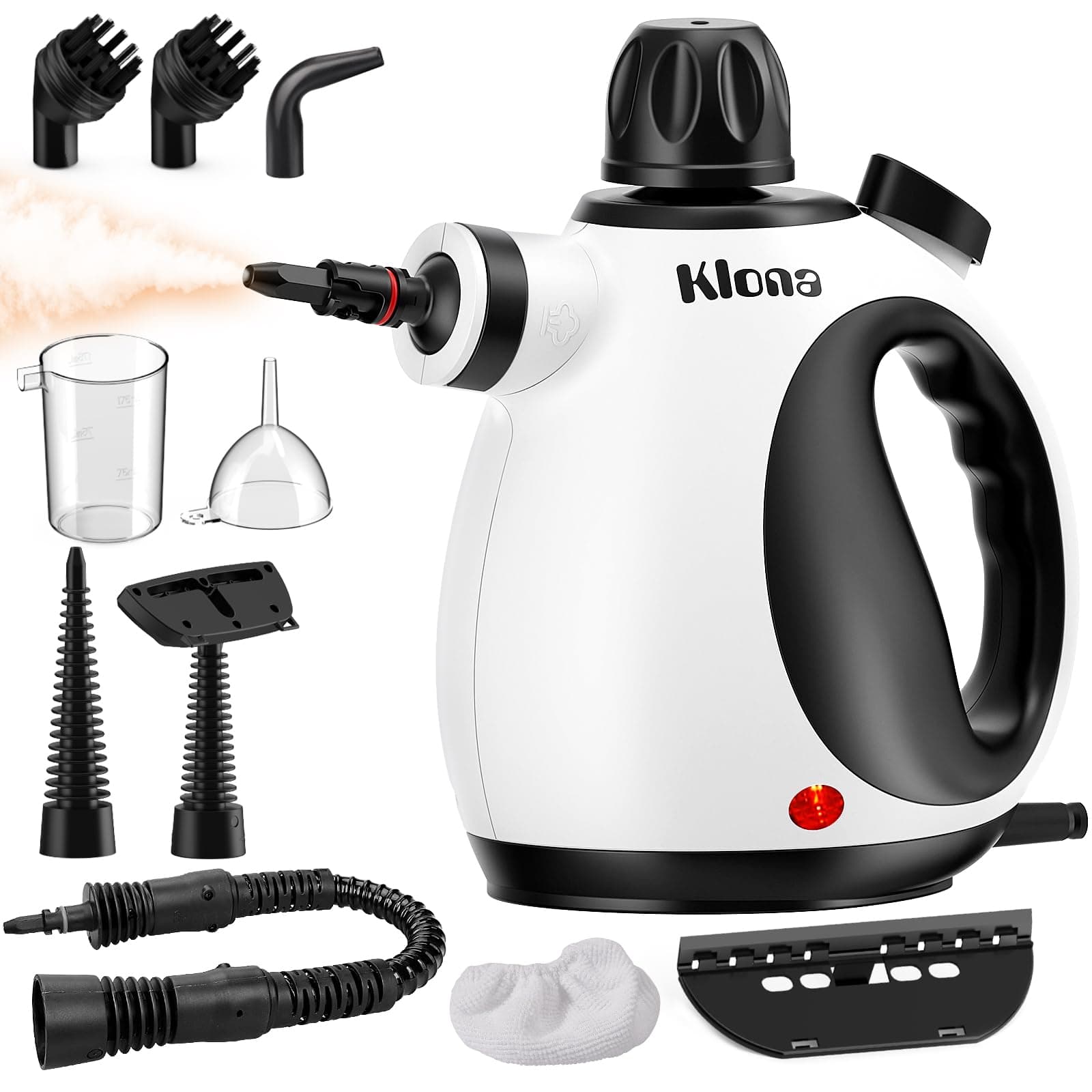 KLONA Nettoyeur vapeur multifonction avec 10 accessoires pour tapis, Nettoyeur vapeur manuel pour la maison, rideaux, canapés, cuisine.