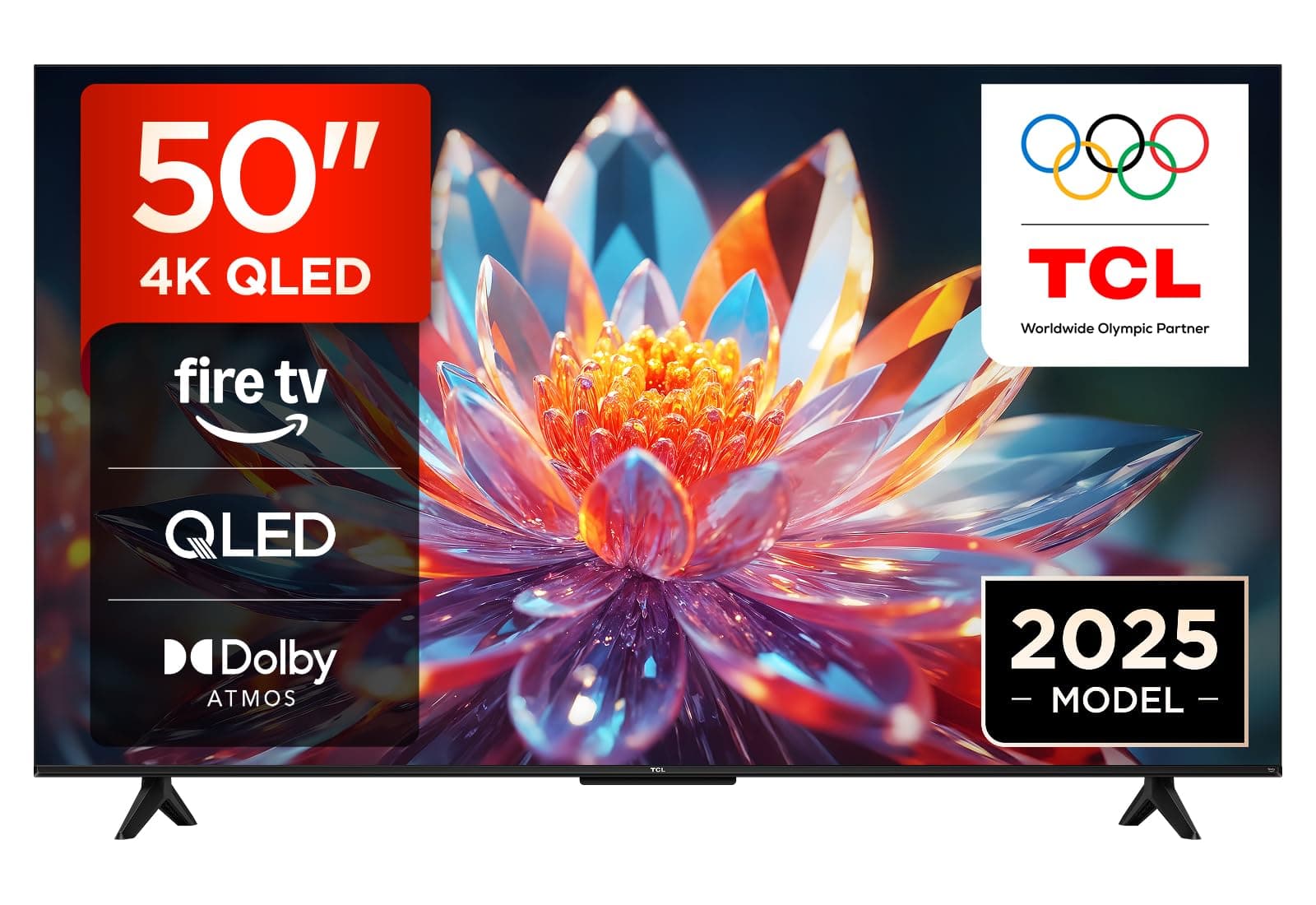 TCL 50T6C 50 Zoll QLED Fernseher, 4K UHD Fire TV, HDR10+, Dolby Vision & Atmos, Smart TV mit Sprachsteuerung mit Alexa, Google Cast & AirPlay 2
