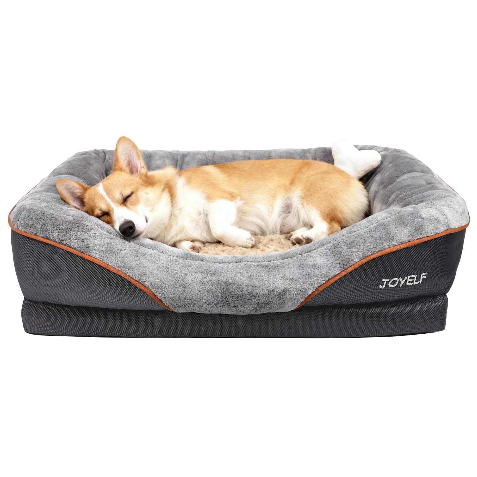 JOYELF Cama Mediana de Espuma viscoelástica para Perros, Cama ortopédica para Perros y sofá con Funda extraíble Lavable y Juguetes chirriadores como Regalo