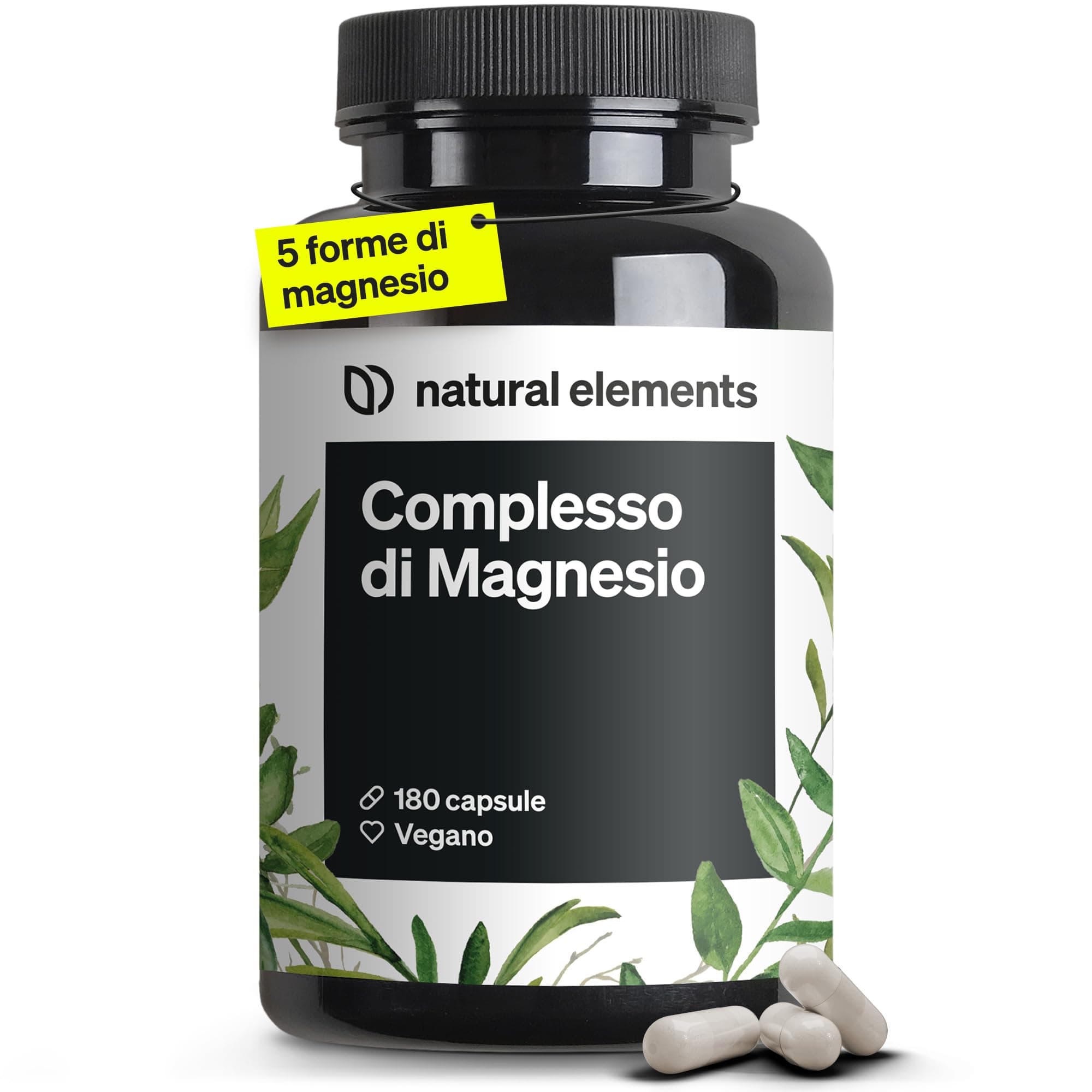 Magnesio Completo – qualità premium: a base di 5 composti di alta qualità – 400 mg di magnesio elementare per dose giornaliera – testato in laboratorio, vegano, ad alto dosaggio