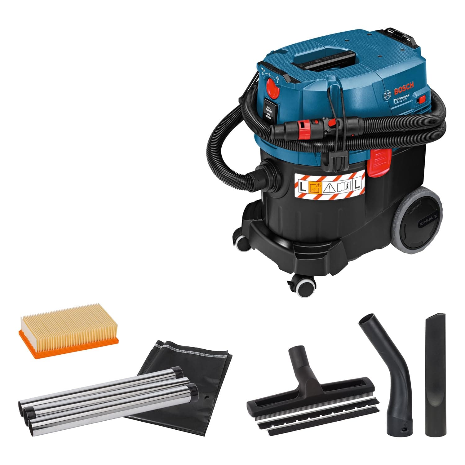 Bosch Professional Nass-/Trockensauger GAS 35 L SFC+ (Leistung 1200 Watt, 35 L Behälter, 3 m Schlauch)