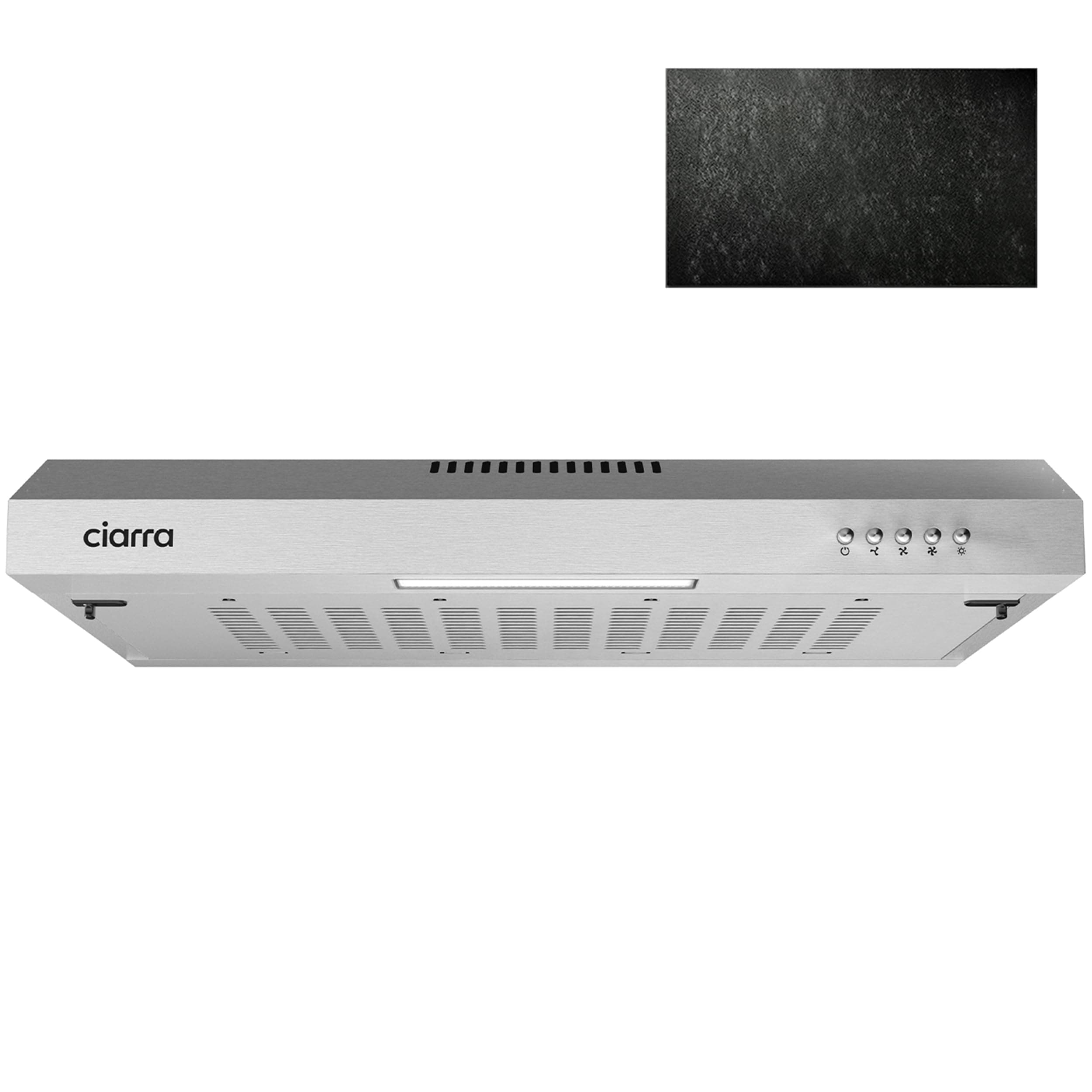 CIARRA CBCS6903 Campana Extractoras 60cm Ancho Potencia Succión 220m³/h 75W 3 Velocidades de Extracción Bajo Consumo Extractor Cocina con Filtro de Carbón CBCF001