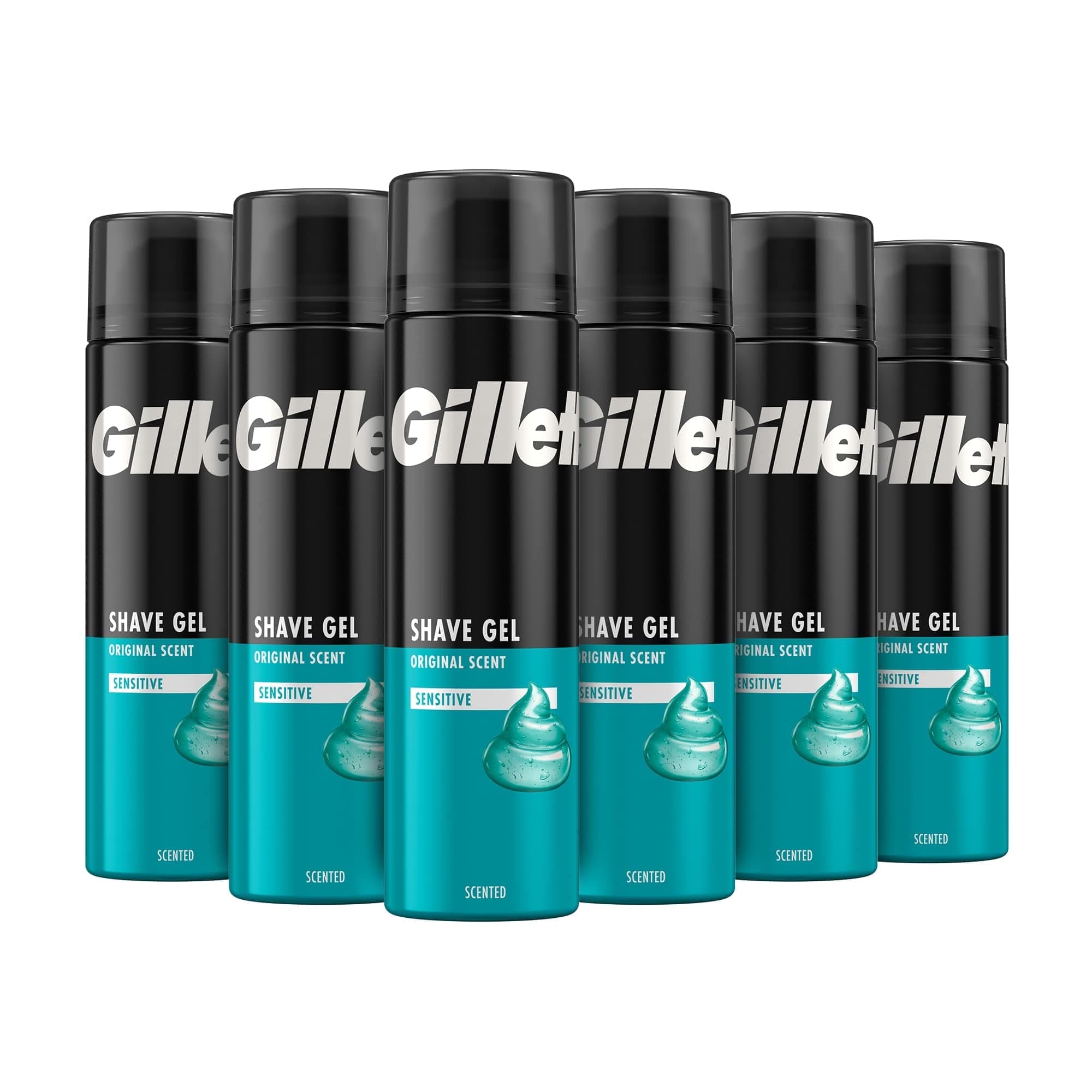 Gillette Classic Gel De Afeitar Para Piel Sensible Para Hombre, Ayuda A Proteger Contra La Irritación Del Afeitado, Fórmula Comfort Glide, 200ml x6