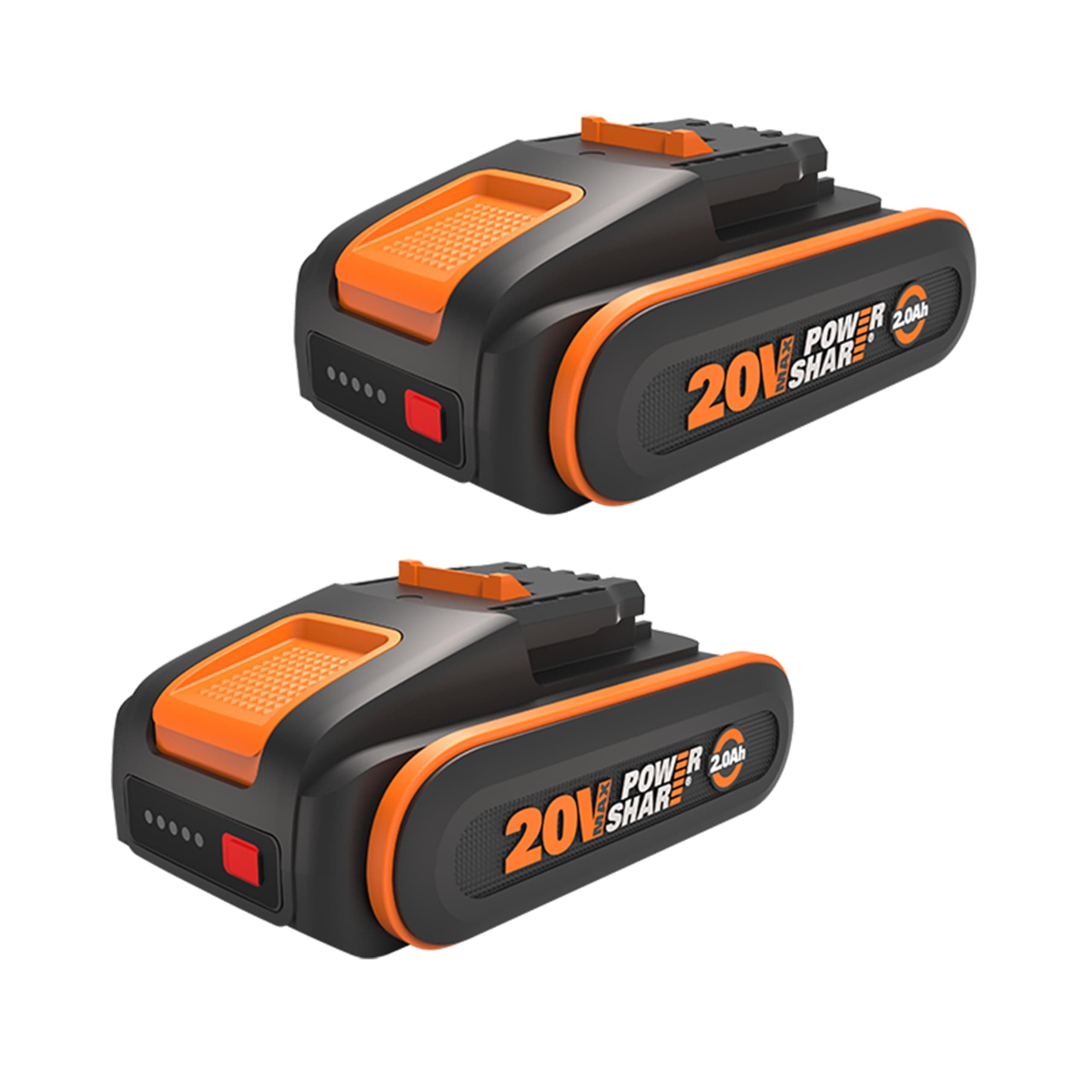 WORX WA3639.2 Original PowerShare Akku 20V 2 Stk. Set, 2000mAh Li-Ion, wiederaufladbarer, kompakter Akku mit Sicherheit & längerer Laufzeit, mit Ladestandanzeige, kompatibel für alle WORX Geräte