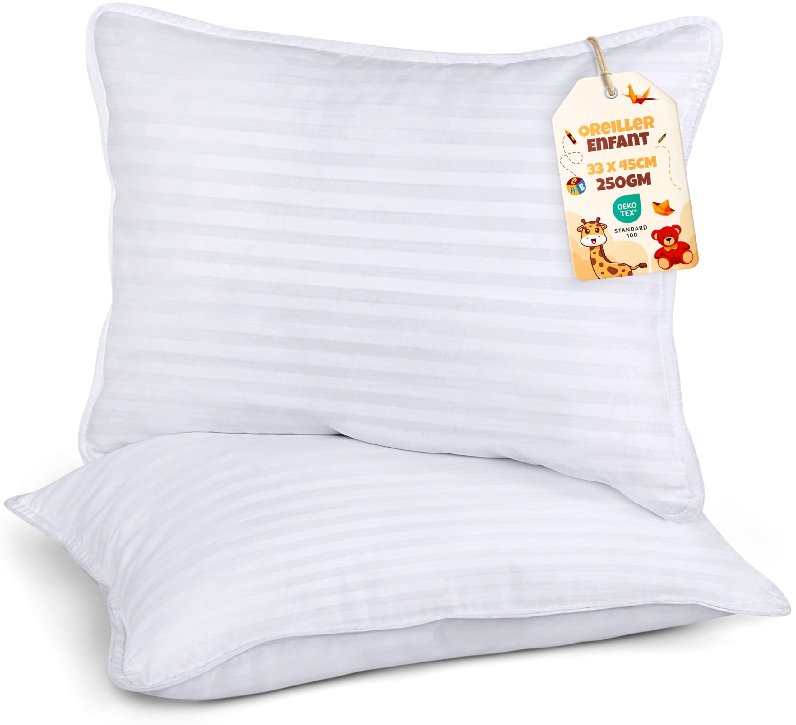 Utopia Bedding Oreiller Enfant (Lot de 2), 40 x 60 cm Coussin pour lit mit Tissu en Coton Mélangé, Respirant Coussin Enfant, pour Les Enfants de 2 Ans et Plus (Blanc)