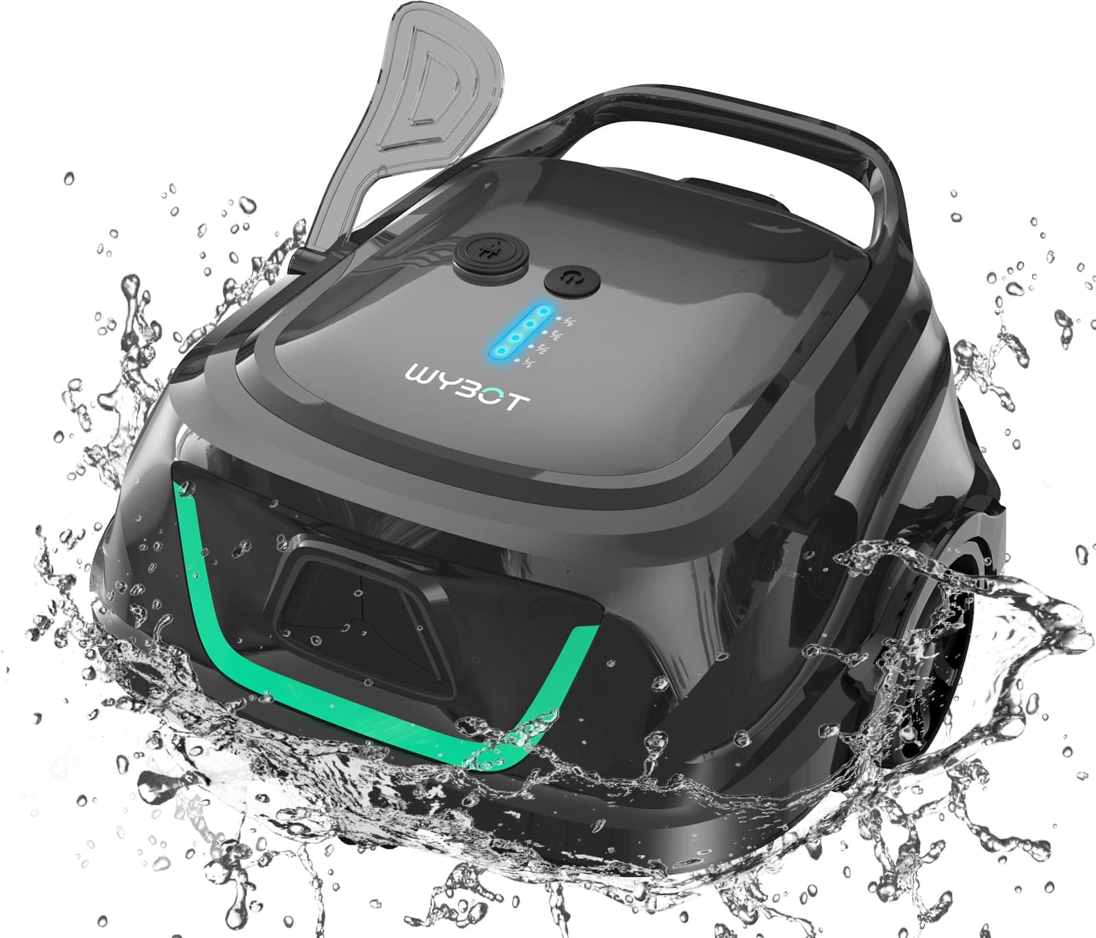 WYBOT A1 Robot Limpiafondos Piscina, Tiempo de Trabajo 120 Min, Limpiafondos Piscina Automatico con Doble Filtro para Piscinas Elevadas de hasta 100 m² Cuadrados(Verde Negruzco)