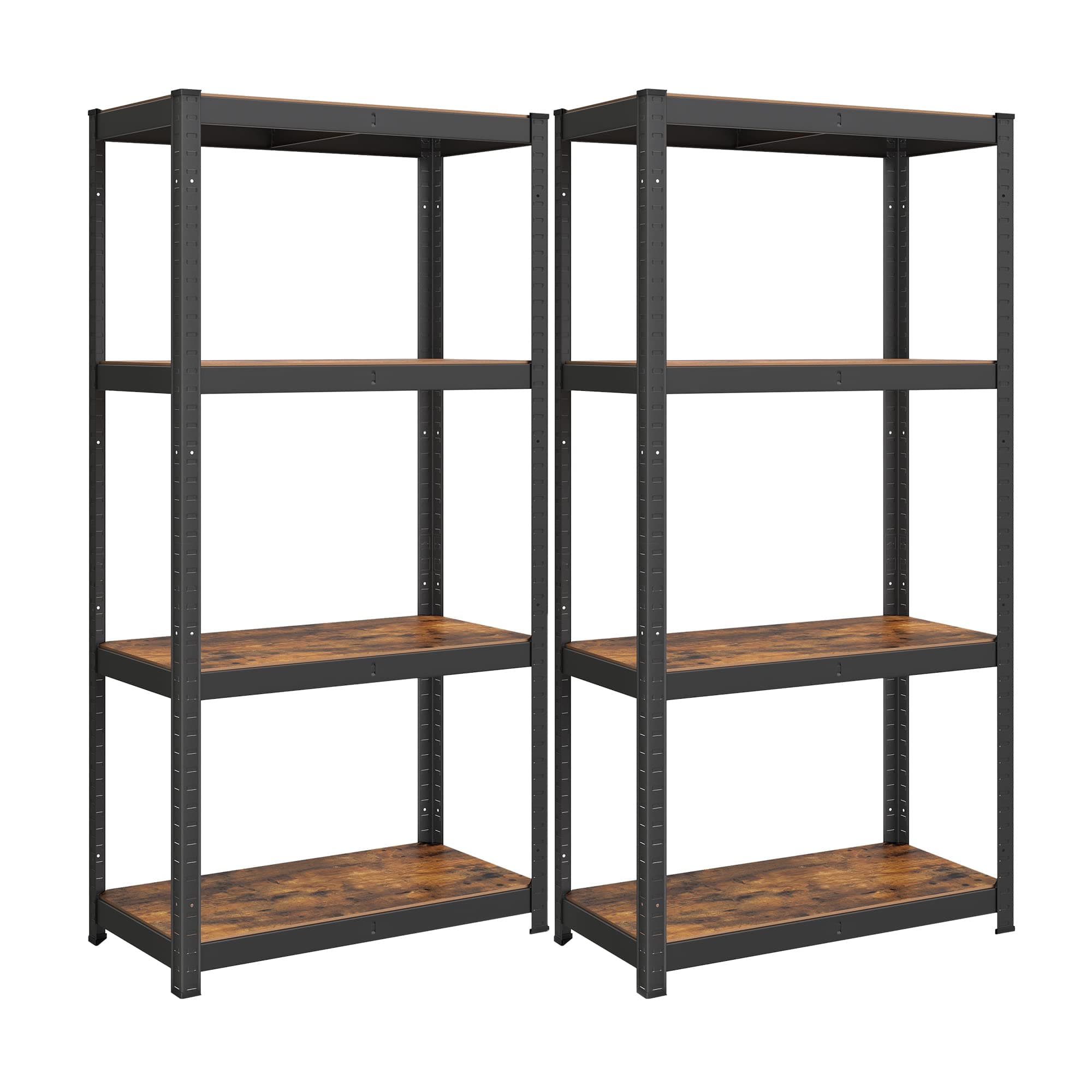 SONGMICS Standregal, 2er Set, Bücherregal, Lagerregal, 4 Ablagen, verstellbar, 40 x 80 x 160 cm, jeweils bis 520 kg belastbar, für Küche, Wohnzimmer, vintagebraun-schwarz GLR044B12