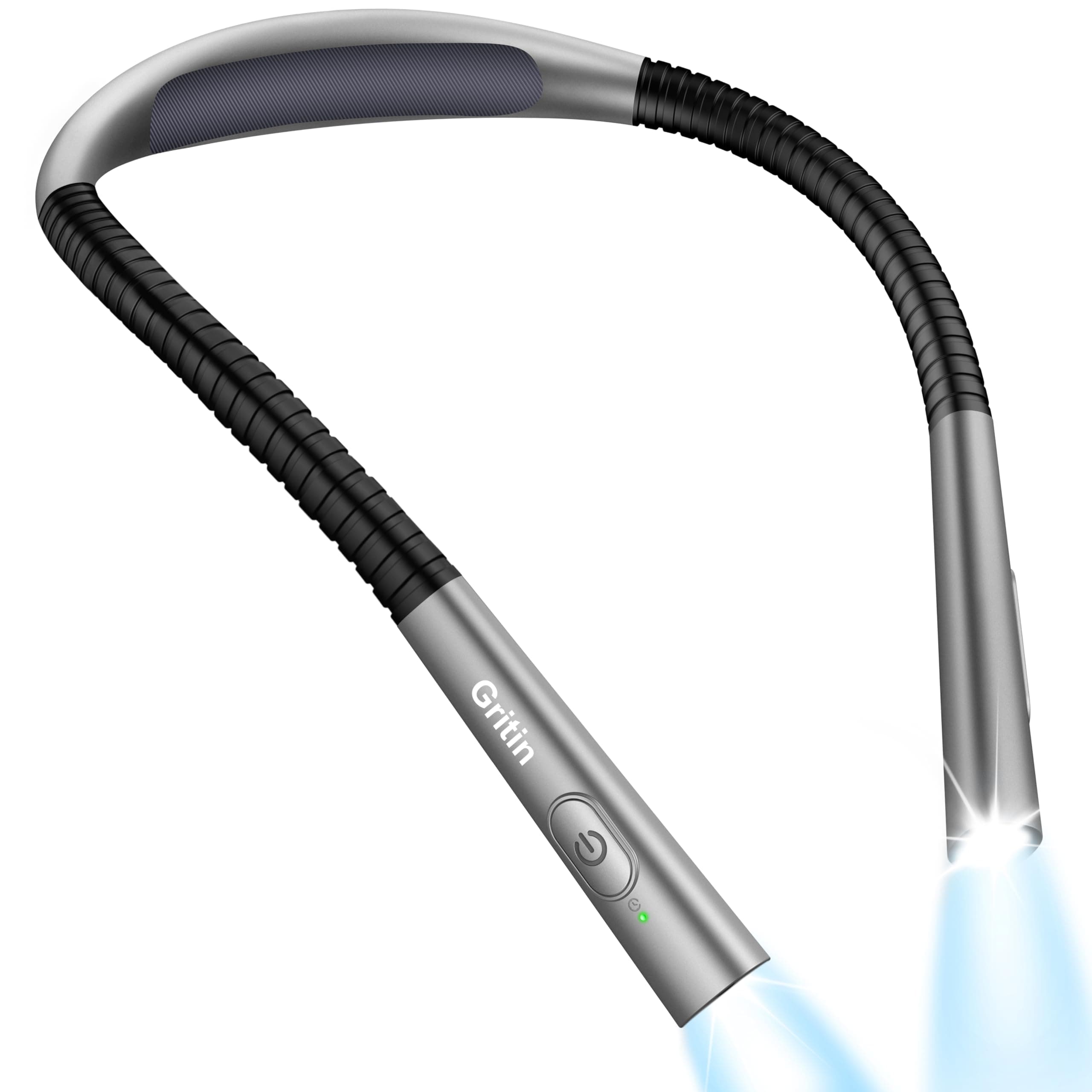 Gritin Luz de Lectura Cuello, Lampara de Lectura Recargable, Temporizador de 30 min, 5 Brillo y 4 Temperaturas Color con Función de Memoria & Atenuación Continua, Cómodo y Liviano para Leer en la Cama