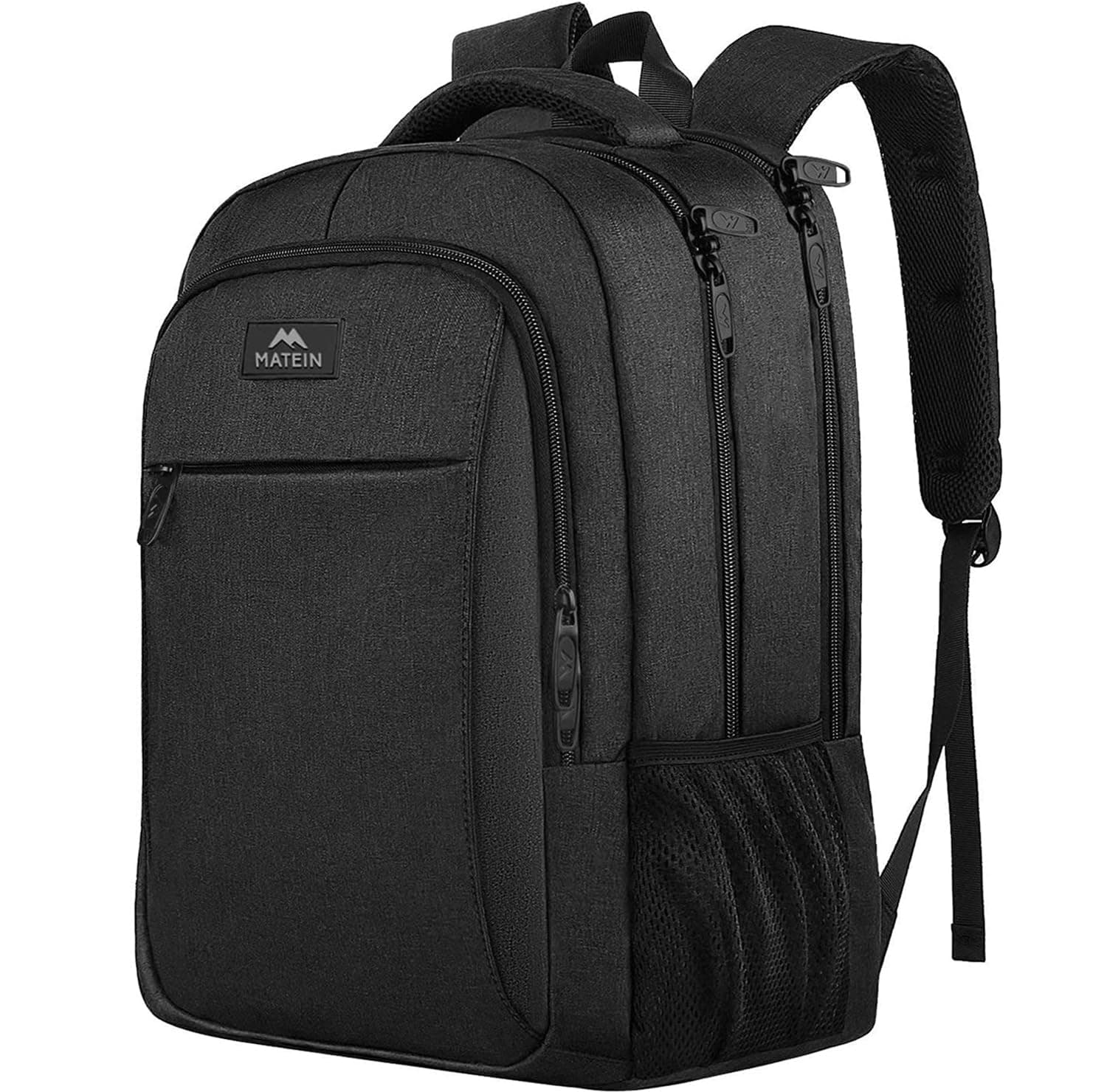 MATEIN Mochila Portatil Hombre Impermeable, Mochila Ordenador Portatil 15.6 Pulgadas con Puerto USB, Mochilas Portátil Antirrobo Laptop Backpack del Negocio Trabajo Diario Viaje Escolares - Negro