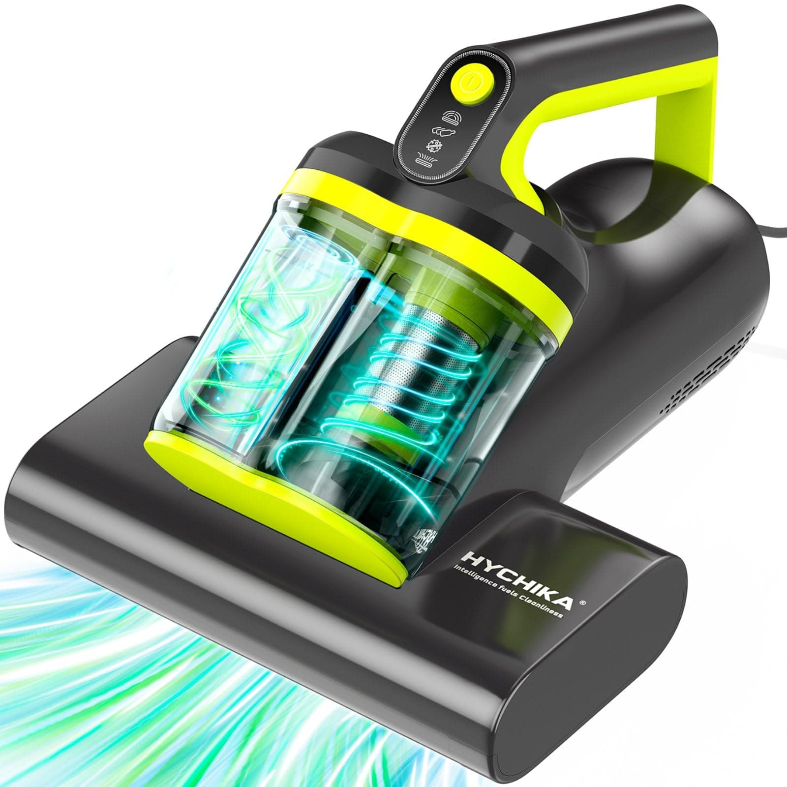 HYCHIKA Aspiradora Antiacaros para Colchones - 16 kPa Aspiradora de acaros,ultrasónica,Aspirador para alérgicos,Doble Tornado,Elimina 99.9%,Aire Caliente a 60° para Camas, sofás, alfombras