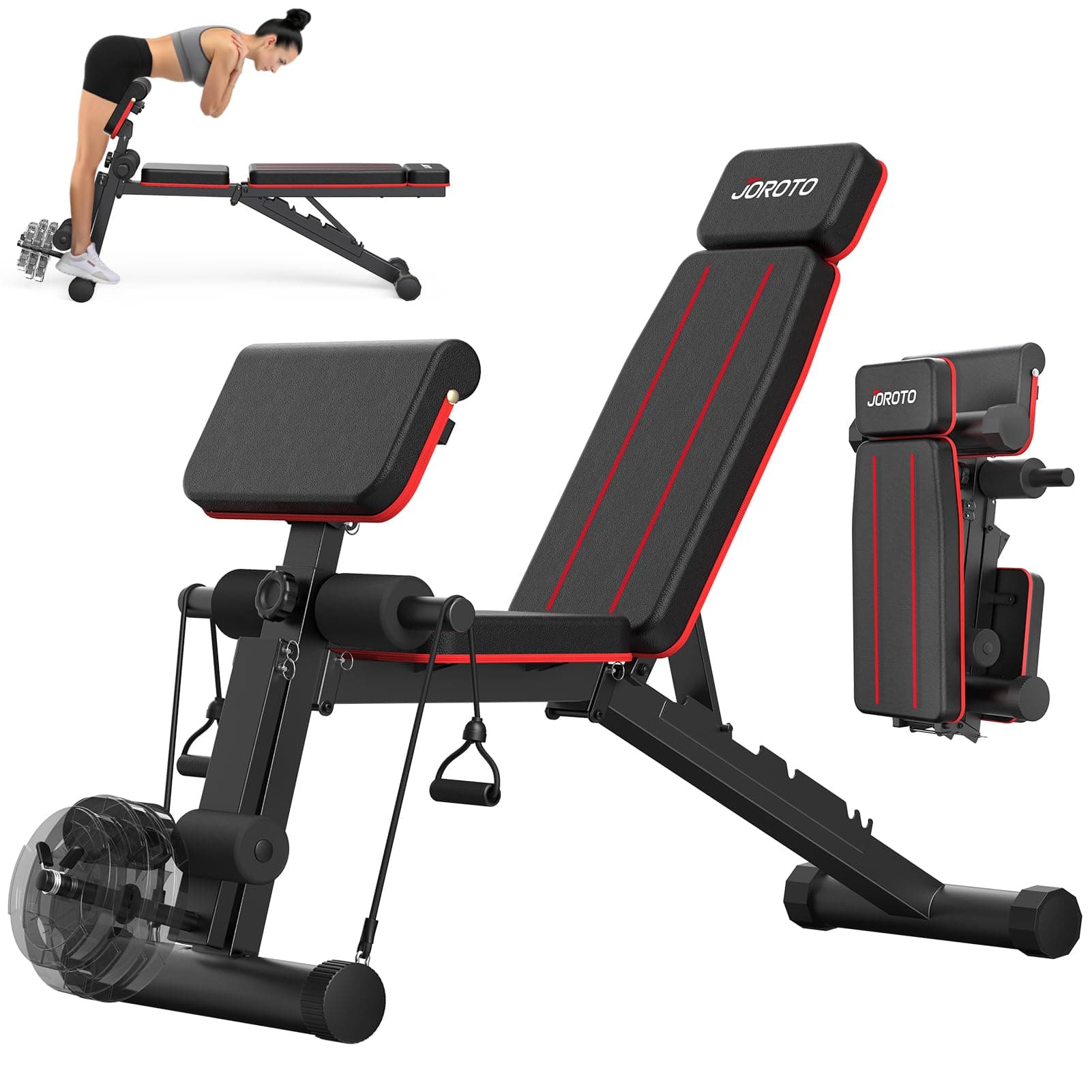 JOROTO Banc de Musculation Réglable, Banc de Musculation Pliable, Banc de Musculation 350KG Pour la Salle de Sport, Banc d'Haltères Pour la Chaise Romaine