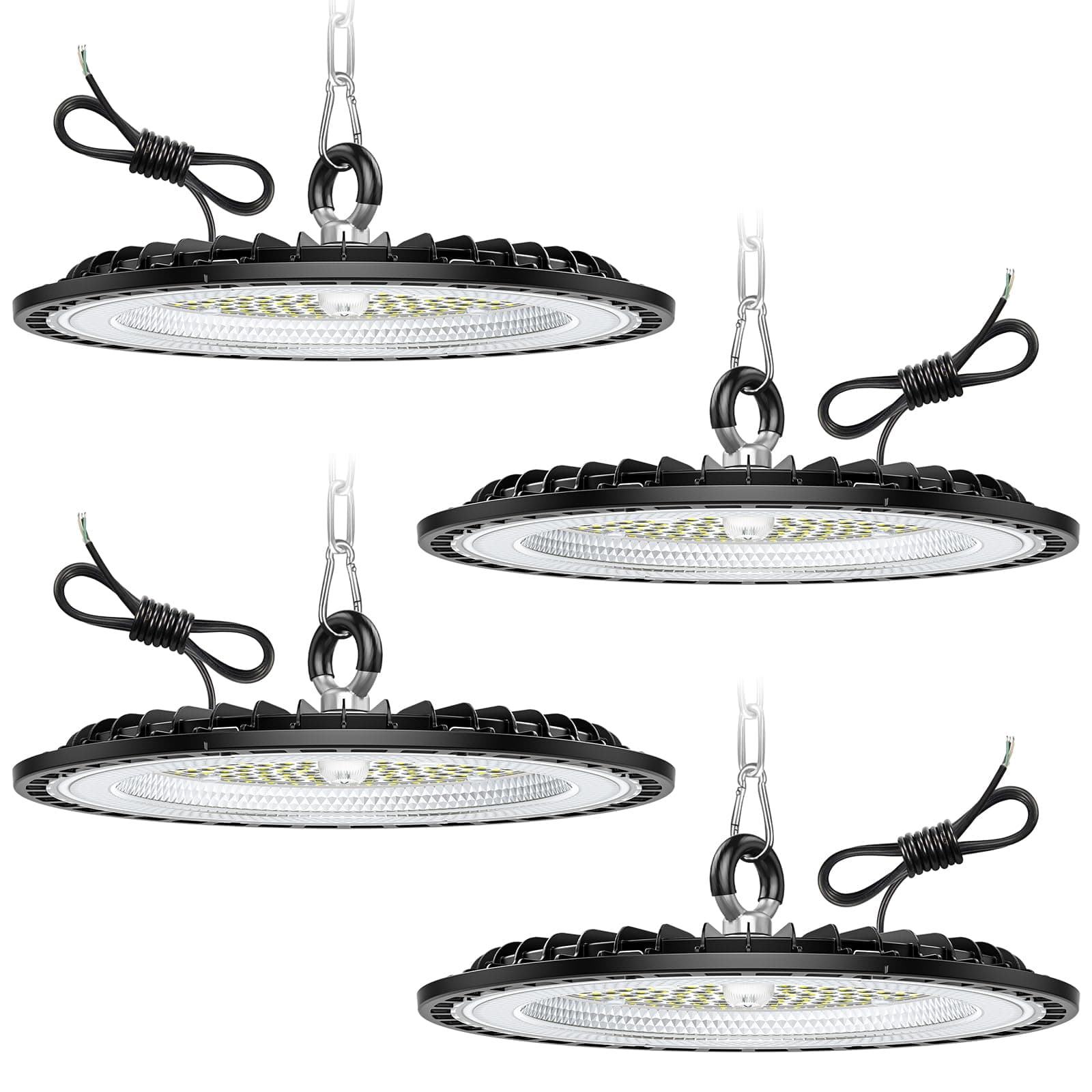 4 Pack 150W Faretto LED UFO, 22500LM 6000K Super Luminose Bianco Freddo LED Industriale Faretto, IP65 Impermeabile Lampada Officina, Lampada LED per Garage, Magazzini, Fabbrica, Stadio Coperto