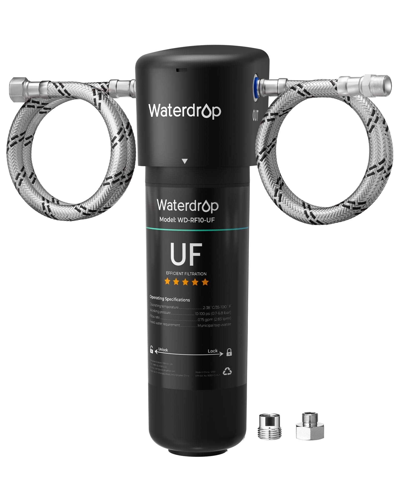 Waterdrop 10UA-UF Filtraggio dell'Acqua Sistema sotto il Lavello, i Filtrazione dell'Acqua ultra da 0,01 Micron, Riduce Cloro, Piombo, Fluoruro, Cattivo Gusto e Odore, Alta Capacità 11000 Galloni