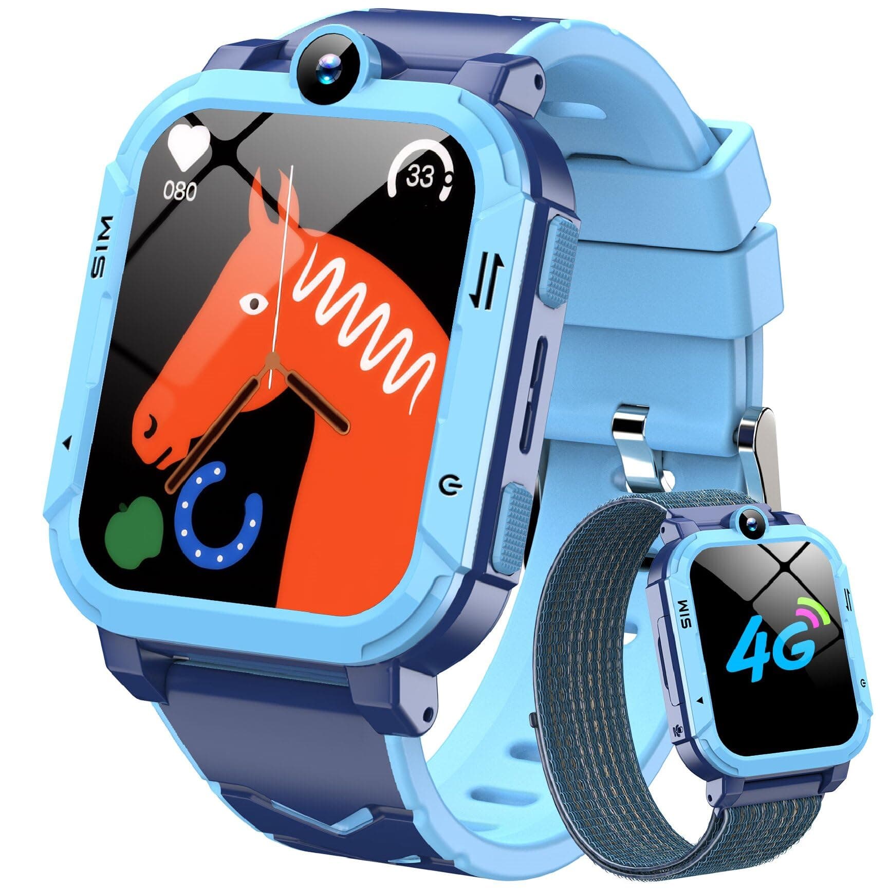 Blackview Reloj Inteligente Niño 4G, Videollamadas, Chat de Voz, 1.83” Smartwatch Niños con GPS Posición, SOS Llamar, Modo Escuela, Despertador, Podómetro, Calculadora, Batería Grande de 800 mAh, Azul