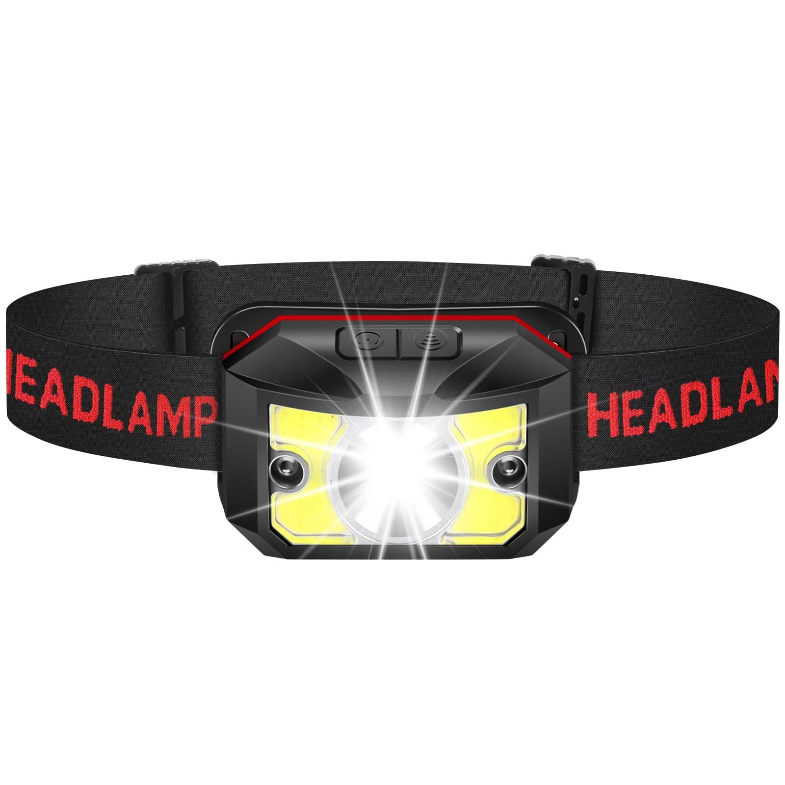 Winzwon Linterna Frontale Led Recargable, Superbrillantes Linterna Cabeza,6 Modos con Luz Roja, Sensor y Ajustable Ángulo, cargar por USB Impermeable para en bici, caminata nocturna, pesca, senderismo