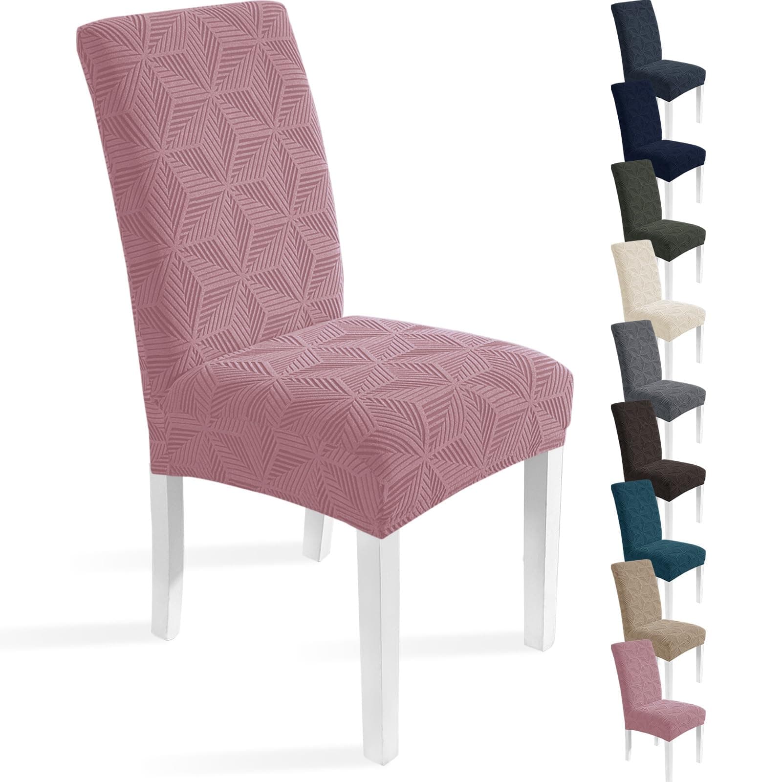 Ystyle Coprisedie con Schienale 4 Pezzi, Coprisedie Elasticizzato, Copri Sedie Soggiorno Cucina, Universali Fodera Sedia Antigraffio Gatto, Moderno Antimacchia Copertura Sedia, Rosa