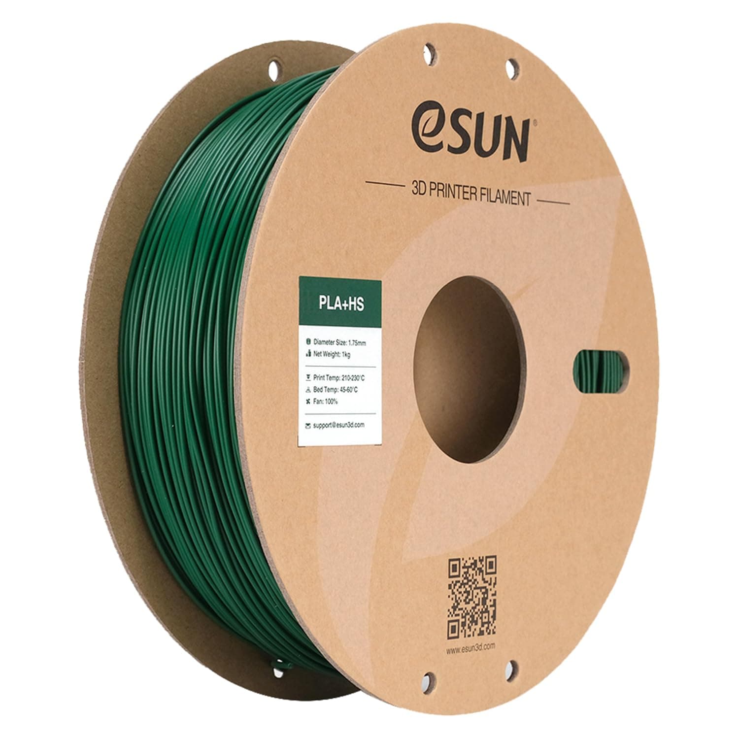eSUN PLA+ Filamento 1.75mm, PLA+HS Filamento para Impresora 3D de Alta Velocidad Precisión Dimensional +/- 0.03mm, Carrete de 1KG (2.2 LBS) para Impresoras de Alta Velocidad,Verde Oscuro