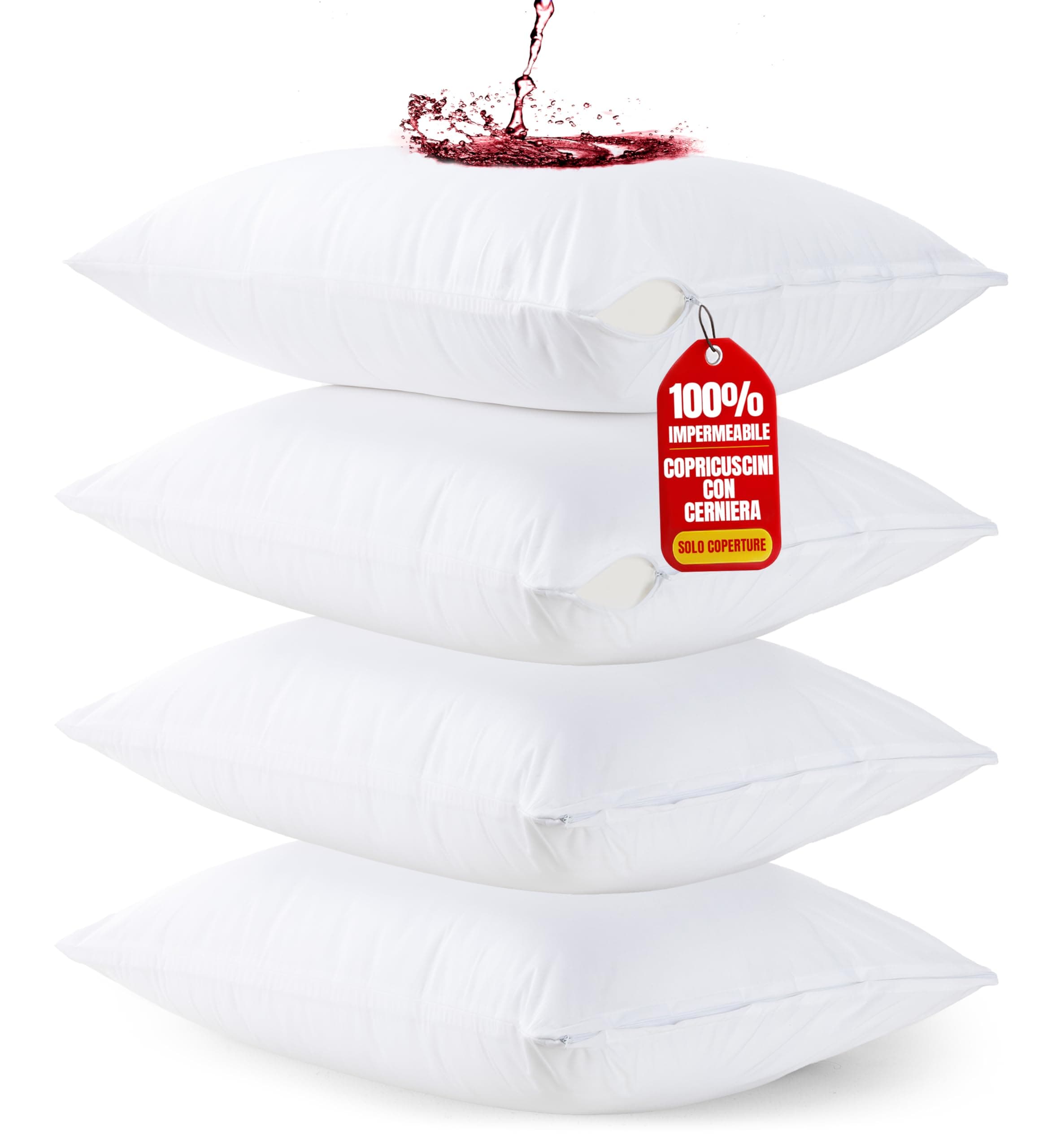 Utopia Bedding Copricuscini Letto Impermeabili 50 x 80 cm - Confezione Da 4 - Protezioni Federa Cuscino Con Cerniera - Copricuscini Anti-insetti Del Letto
