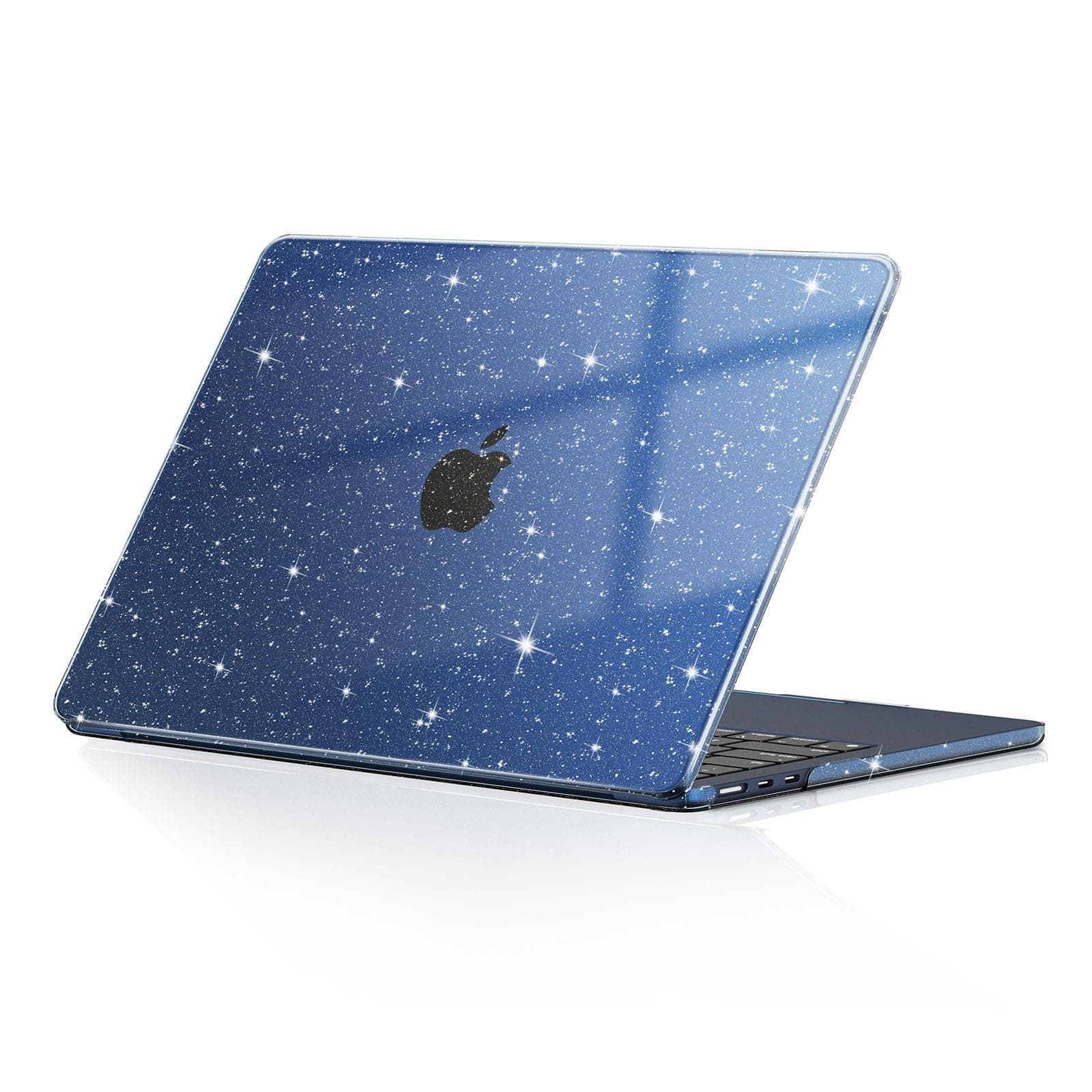 EooCoo Custodia Compatibile con MacBook Air 13.6 Pollici M2 A2681 M3 A3113 M4 A3240 M5 con Touch ID, 2022 2024 2025 2026 Rilasciato, Plastica Mac 13 Cover Rigide - Scintillante Cristallo Mezzanotte