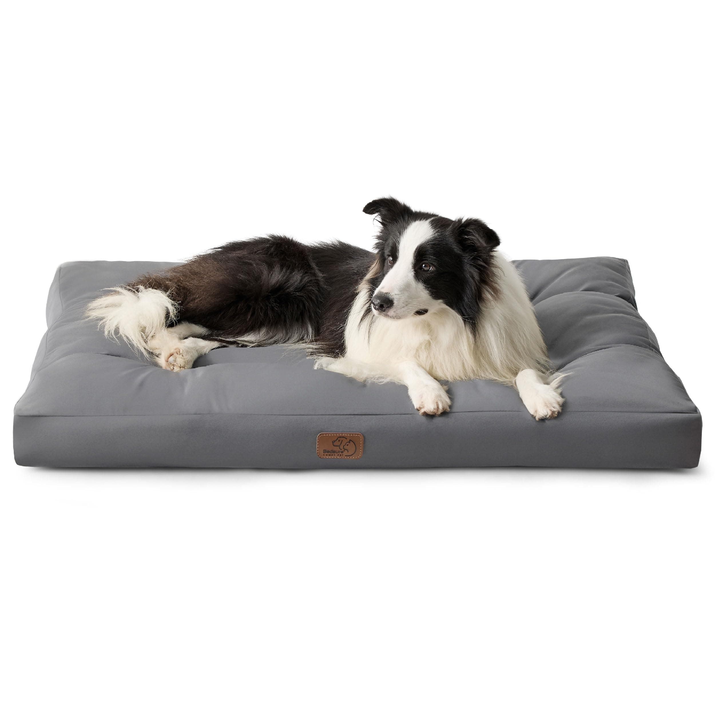 BEDSURE Hundebett große Waschbar - 91x68 cm hundematratze kühlmatte L für Hunde, Outdoor gepolstert Hundematte dunkelgrau in 10cm Höhe, selbstkühlend Grosse XL Hundekissen für Sommer