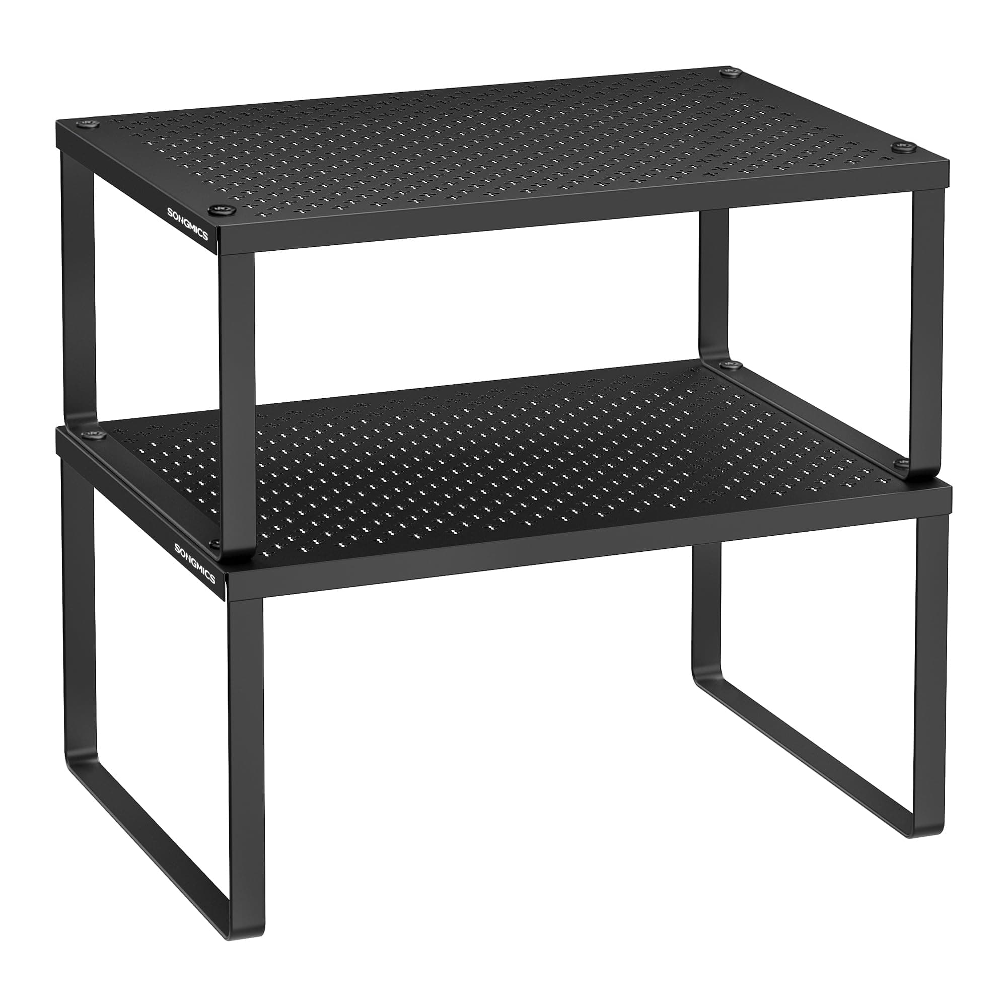 SONGMICS Gewürzregal, 2er Set, Küchenregal, Küchen-Organizer, Küche, Gewürzhalter, erweiterbar, stapelbar, kleines Regal, Metall, tintenschwarz KCS001B01