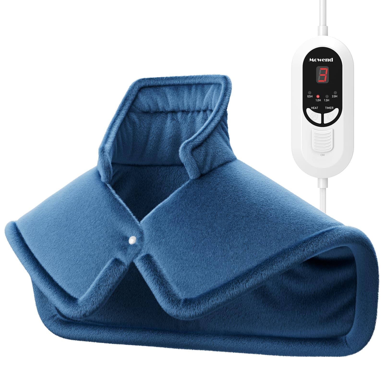 Mowend Almohadilla Térmica Eléctrica para Cuello, Hombro con Calentamiento Rápido, 6 Niveles de Temperatura y Apagado Automático, Manta Eléctrica Lavable a Máquina para Seco y Húmedo (58 x 42 cm)