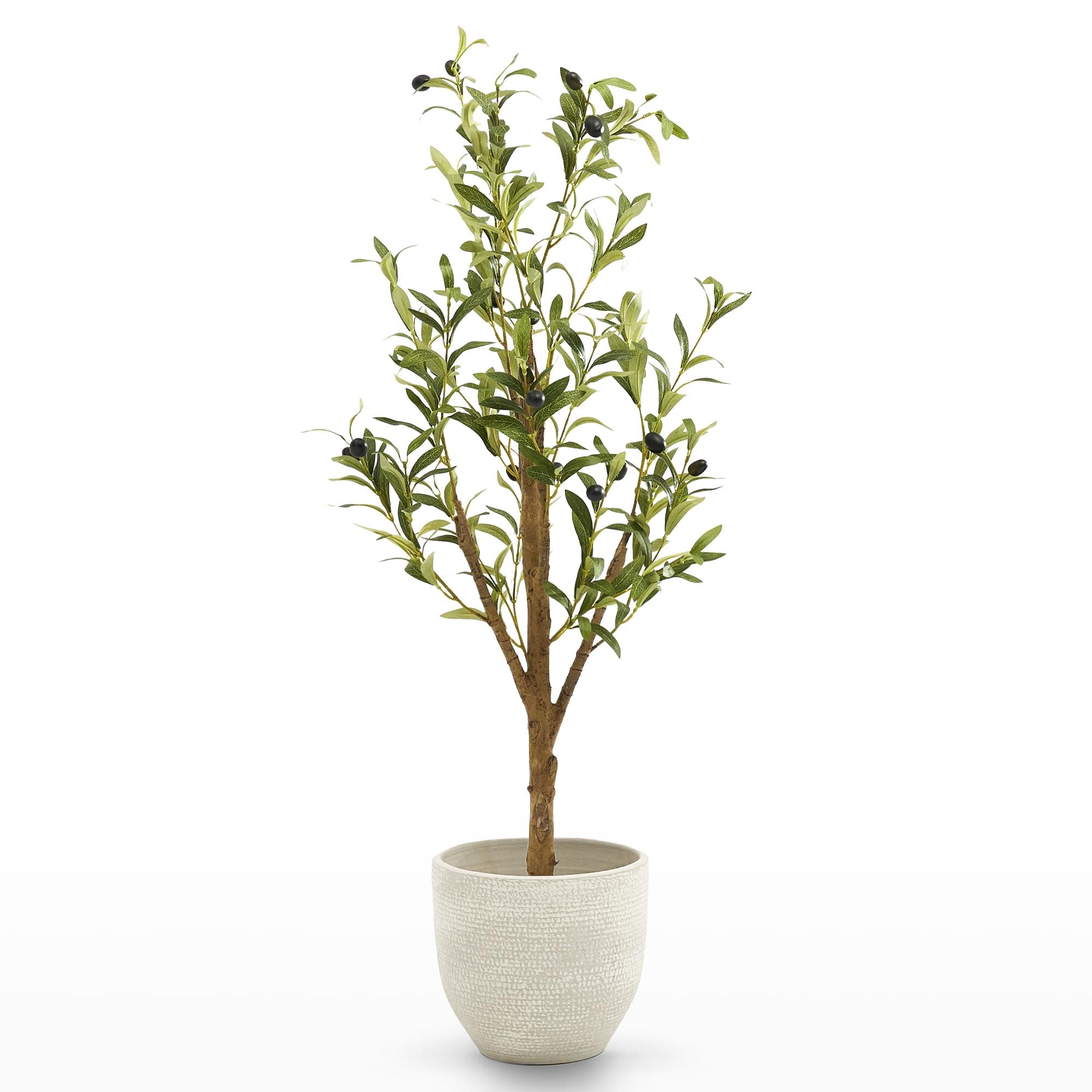 Maia Shop Plantas Decorativas - Olivo Artificial Minimal 105 cm - Planta Artificial Decorativa para Hogar y Oficina, Árbol Artificial Realista con Maceta Incluida, Estilo Mediterráneo Moderno