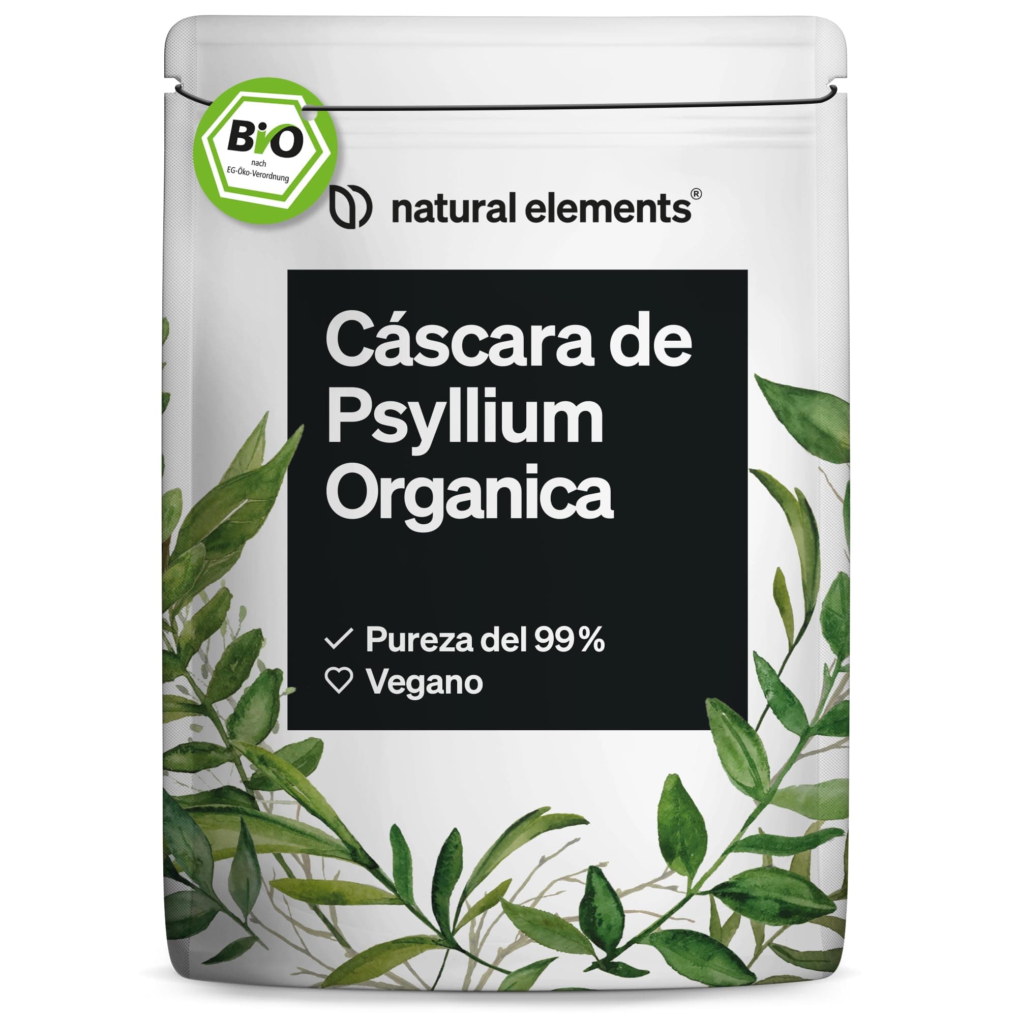 Cáscara de psyllium ecológico 500g - Fabricado en Alemania - 99% pureza superior - Fibra natural sin gluten ni aditivos - Apoya la digestión - Certificado ecológico y vegano