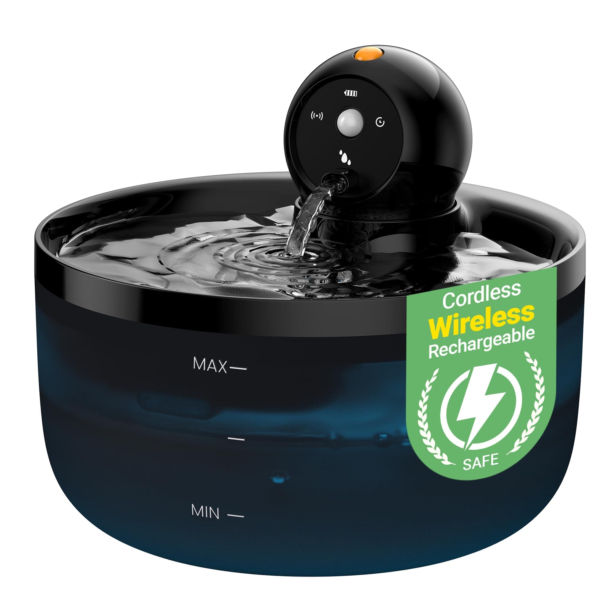 Fontaine a Eau Chat sans Fil: Fontaine à Eau pour Chat à Pile - 2,6L Fontaines Eaus Chats Detecteur de Mouvement - Distributeur Eaus Chats Rechargeable avec Batterie - Silencieux Distributeur Chien