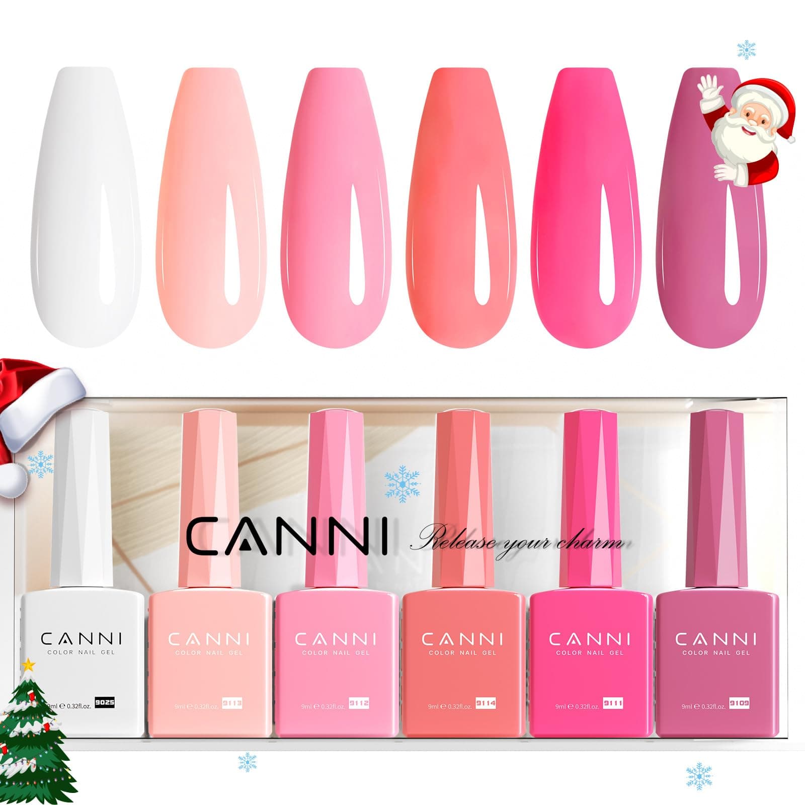 CANNI Vernis à Ongles Gel Semi Permanent 6 Couleur UV Nail Polish blanc rose violet corail Semi-permanent Valentinstag für Maniküre Nageldesign 9ml
