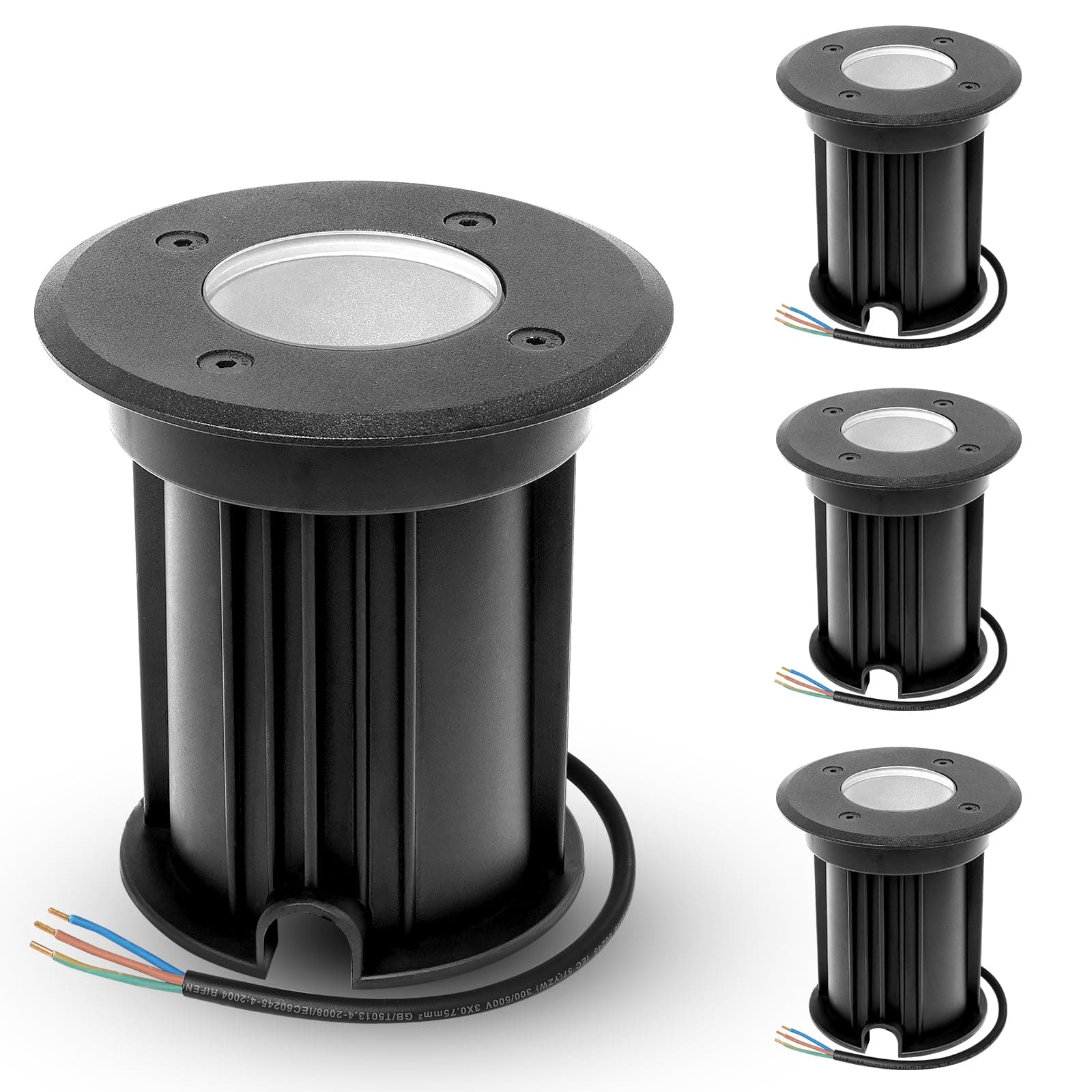 YindaLux 4x Spot Encastrable Exterieur au sol pour GU10 203V, IP67 Étanche Spot LED Encastrable Exterieur pour terrasse, jardin, trottoir, terrasse, allée, pelouse, Rond, Argent (sans ampoule)