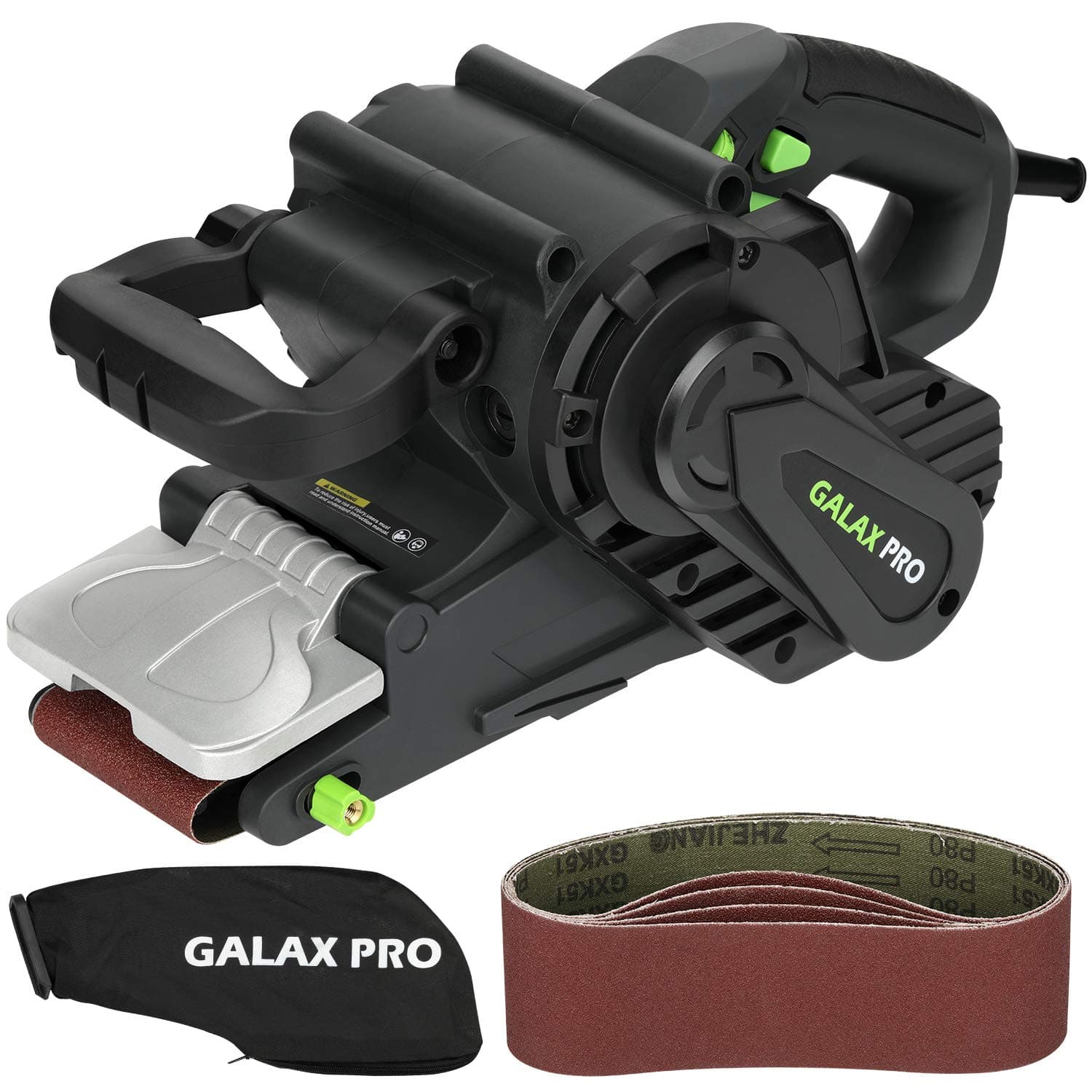 GALAX PRO Ponceuses à Bande 1010W, Ponceuse à Cordon avec Réglages de Vitesse Variables 120-380 RPM, 5Pcs Bandes de Ponçage (76 x 533 mm) et Sac à Poussière