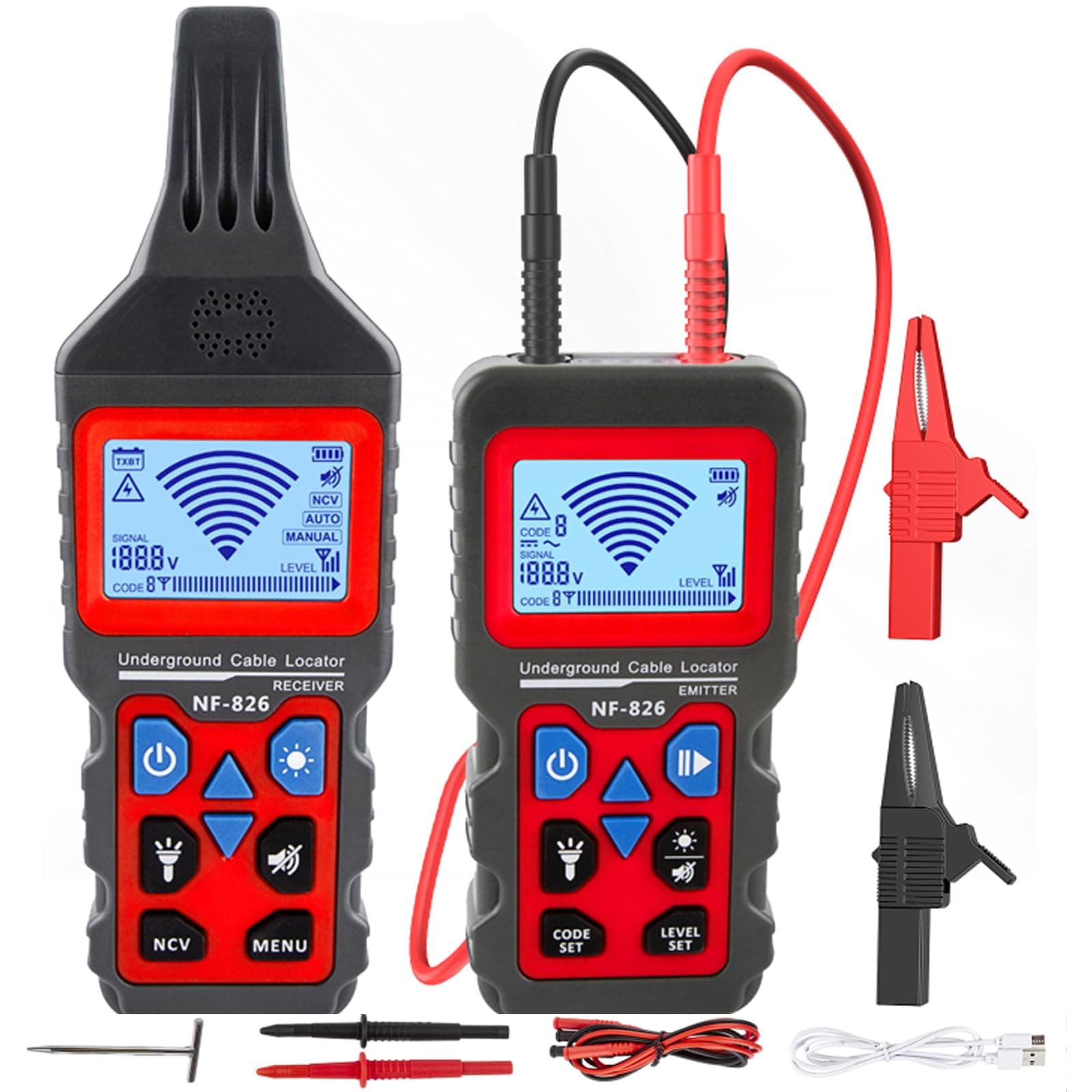 NOYAFA NF-826 Détecteur de Câbles Souterrains - Localisateur de Fils Enterrés et Muraux pour Câbles Électriques, Tuyauterie et Détection de Courts-Circuits