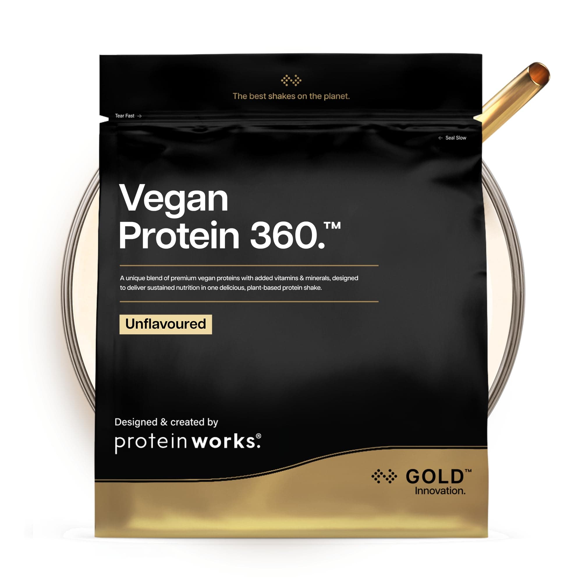 Protein Works | Vegan Protein 360 – GOLD Innovation, Proteine Vegane, Miscela Multi-Proteica Premium 100% Vegetale, Shake a Basso Contenuto di Grassi e Calorie, Non aromatizzato, 66 Porzioni, 2kg