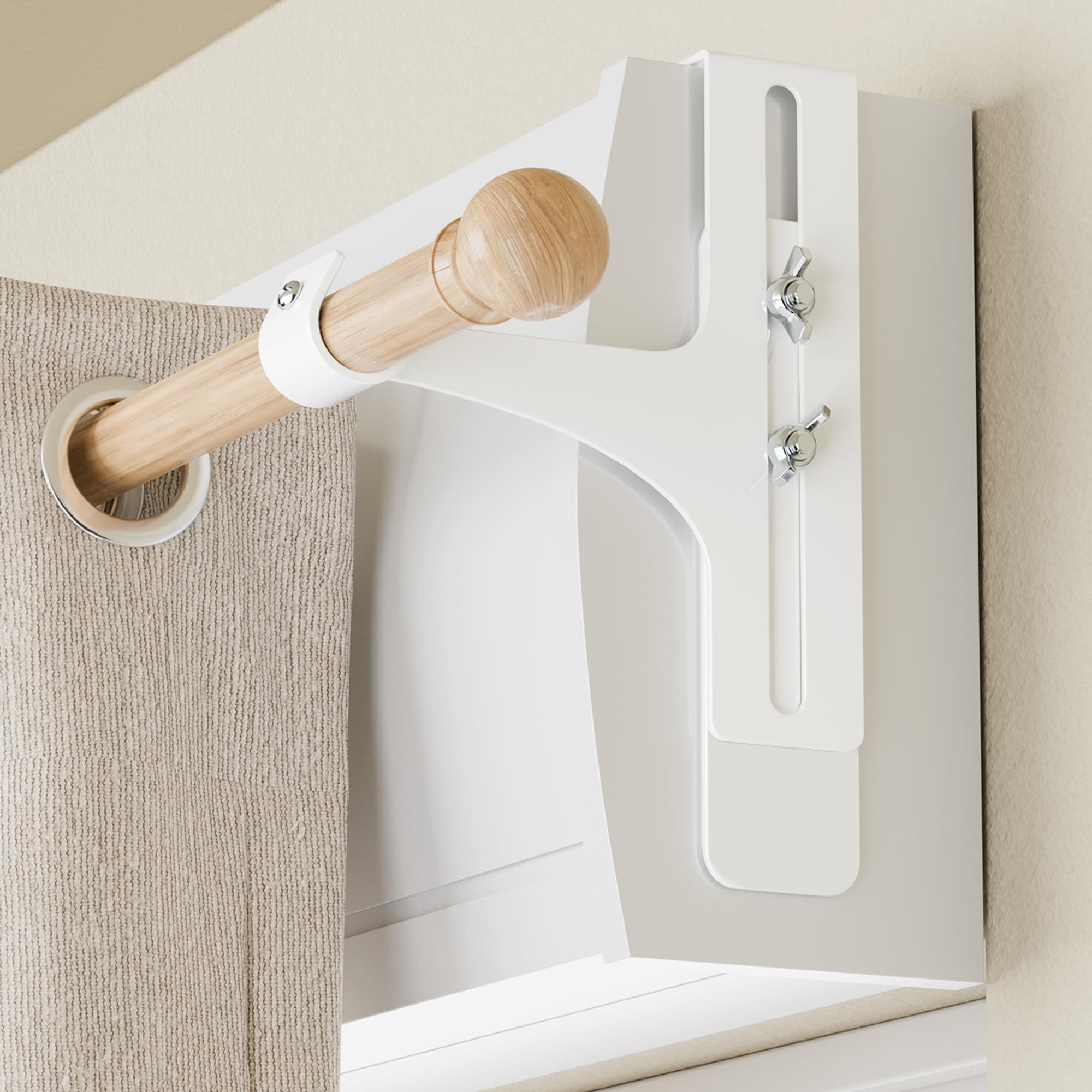 Lot de 2 supports de tringle à rideaux sans perçage, métallique et durable, convient à tous les coffres de volet roulant, Ø20-28 mm, tringle rideau sans perçage coffre volet roulant, blanc