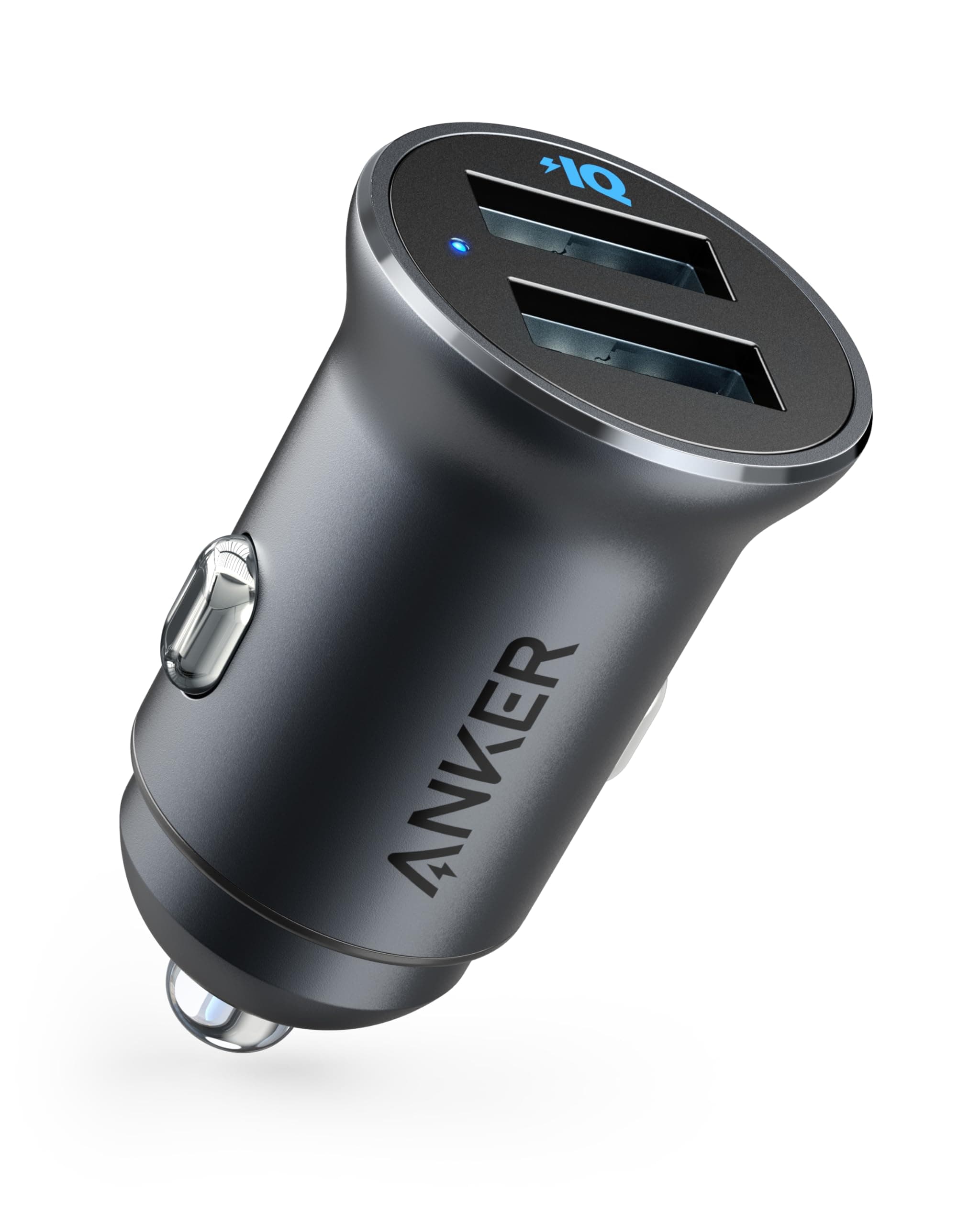 Anker 24W Car Charger Ladegerät, Mini Autoladegerät, 4.8A Duales USB Mit Blauem LED-Licht, Kompatibel Mit iPhone15/14/13, iPad Pro/Air 2/Mini, Galaxy und Mehr