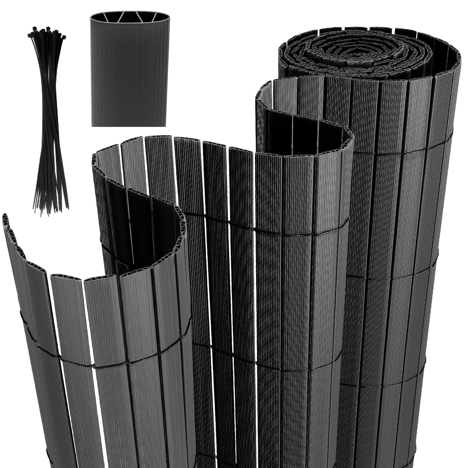 Joparri Canisse en PVC, Brise Vue en PVC Résistant aux UV, avec Serre-câbles, Stable, Opaque, pour Balcon, 80 x 600 cm, Anthracite