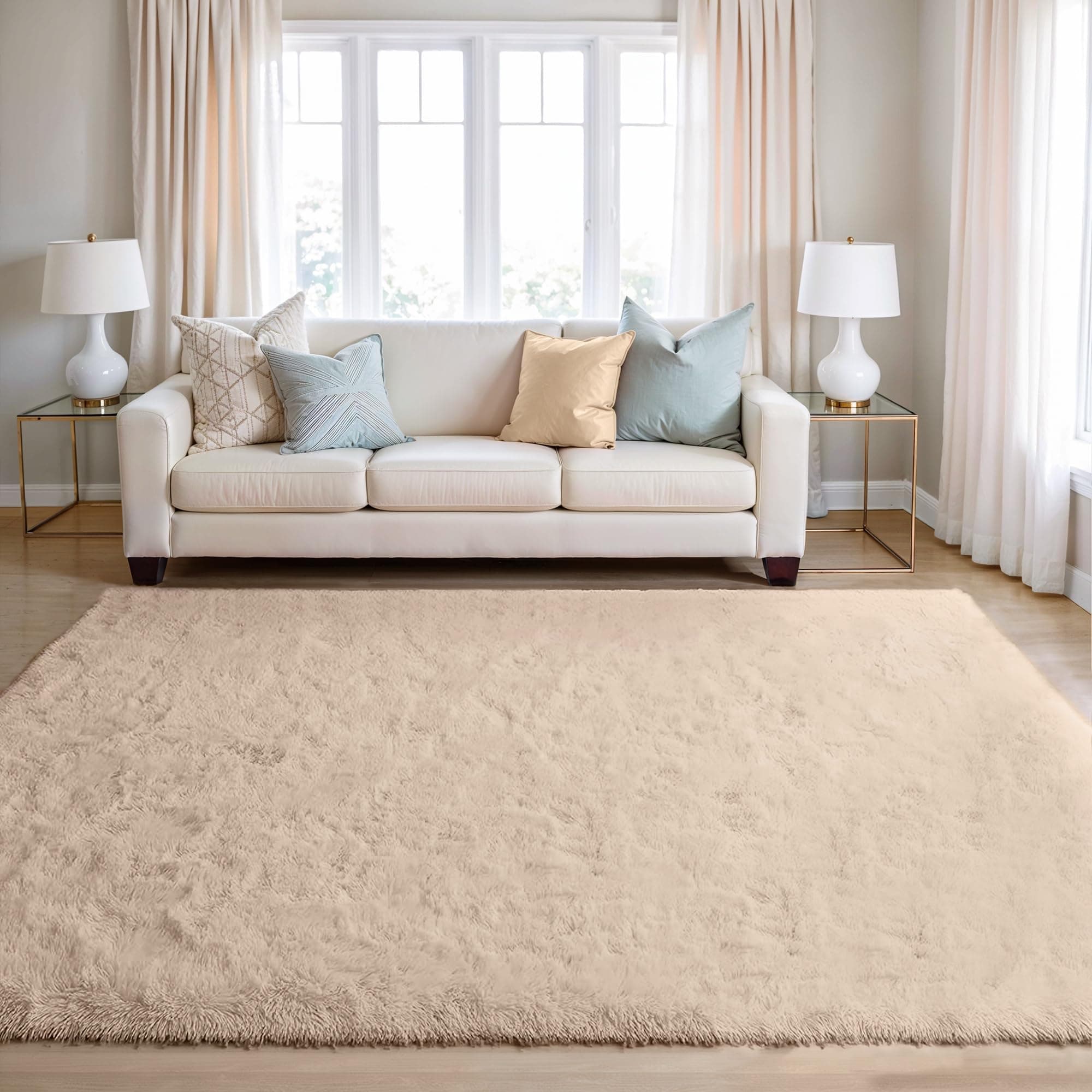 BEIMO Alfombra Pelo Largo, Shaggy Moderna Alfombras Salón, Suave, Antideslizante, Grande No Pierde Pelo Alfombra para Dormitorio, Habitacion, Beige, 120x170cm
