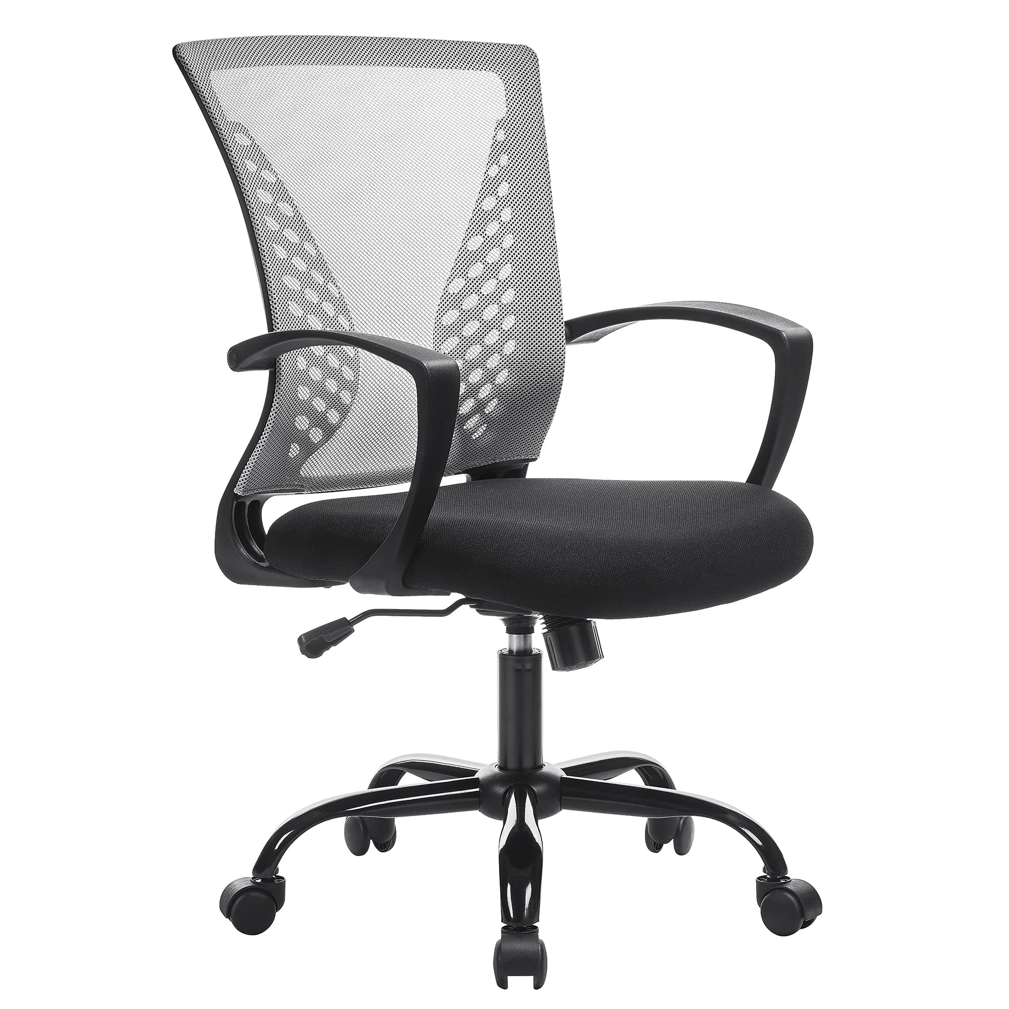 SONGMICS Silla de Malla, Silla de Oficina giratoria, Altura Ajustable, Función de inclinación, Respaldo y Asiento de Malla Transpirable, para Estudio, Oficina, Carga de 120 kg, Gris OBN022G01