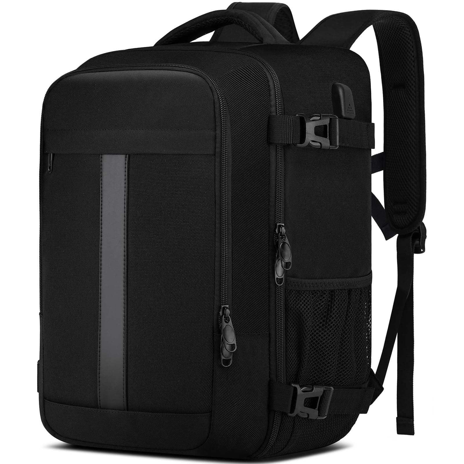 PUSLOM Mochila 40x30x20 Mochila Viaje Cabina Avion para Ryanair Equipaje de Mano para Vueling 24L Bolsa de Viaje Hombre Mujer Mochila Viaje Cabina Mochila Portatil 14 Pulgadas con Puerto USB Negro