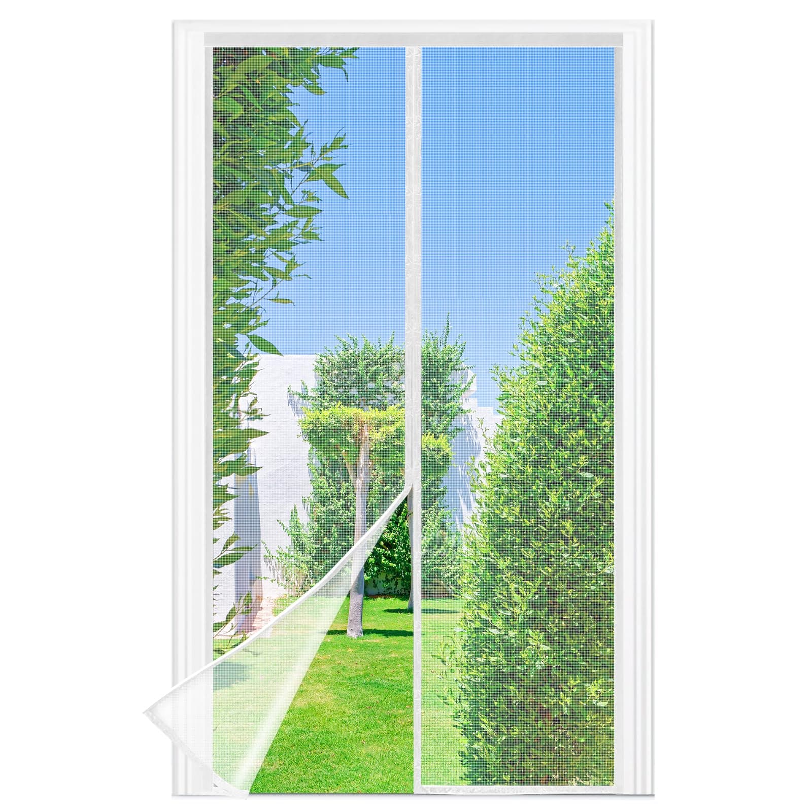 Mosquitera Puerta Magnetica - 70 x 220 CM - Blanco, Mosquiteras para Puertas, Cierre Magnético de Arriba a Abajo, Automáticamente,Mantiene el Aire Fresco