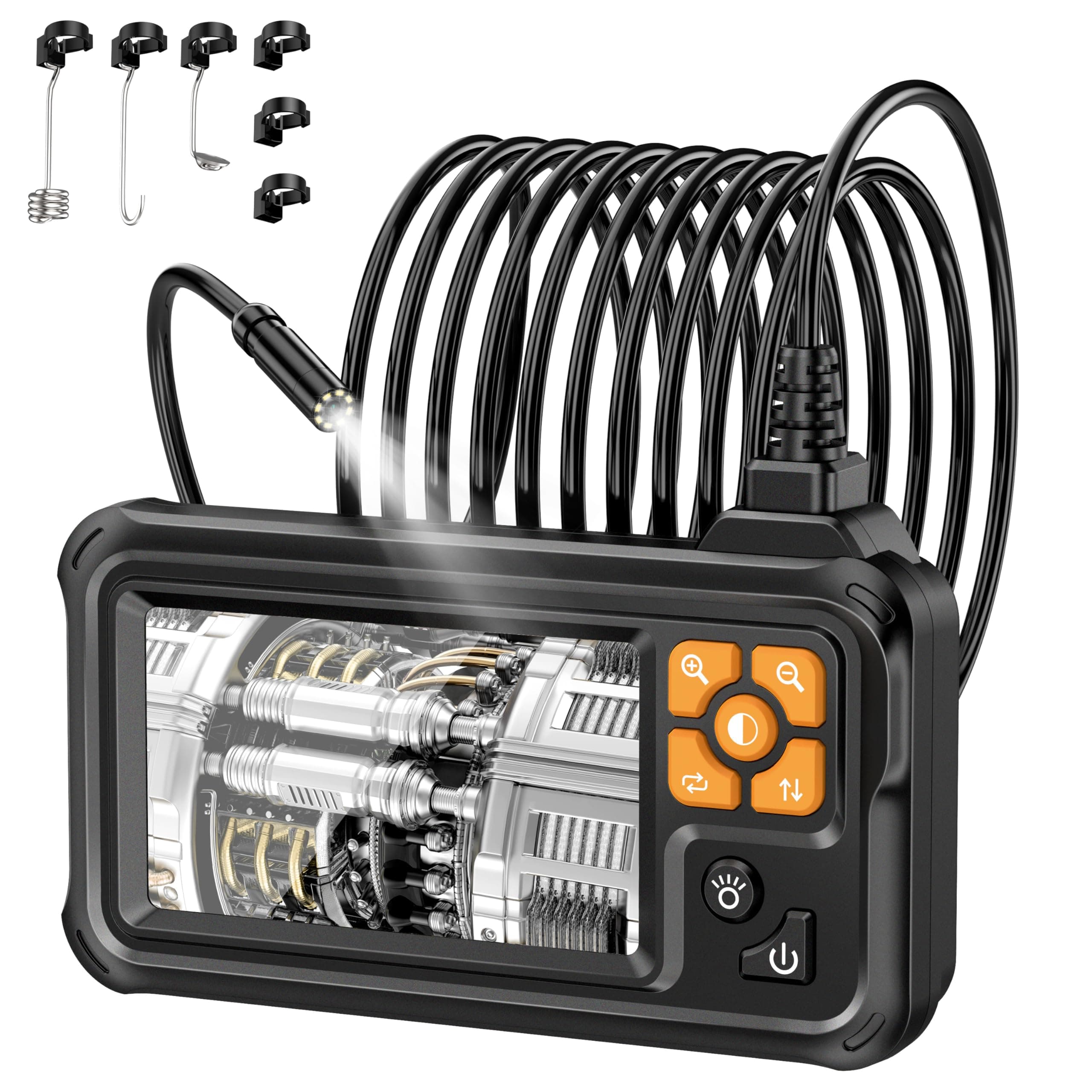 Endoscope numérique Industriel HD 1080p, caméra d'inspection endoscopique Lightswim IPS 4,3 Pouces avec sonde d'égout étanche IP67 Portable avec 8 LED et câble Semi-Rigide de 5 m