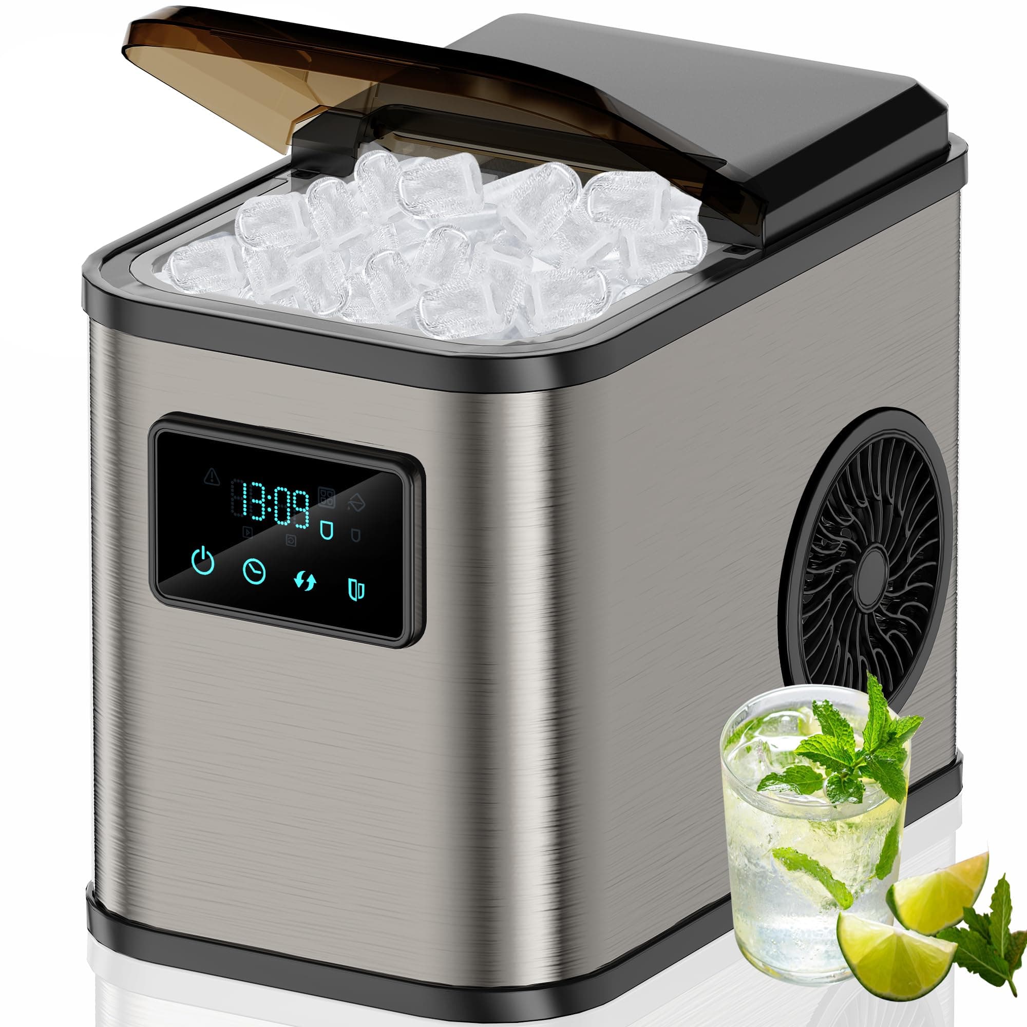 KeeGone Macchina Ghiaccio macchina per il ghiaccio Autopulente Serbatoio acqua da 2 litri 15KG in 24 H 2 formati di cubetti di ghiaccio Macchina per Casa/Cucina/Ufficio/Bar