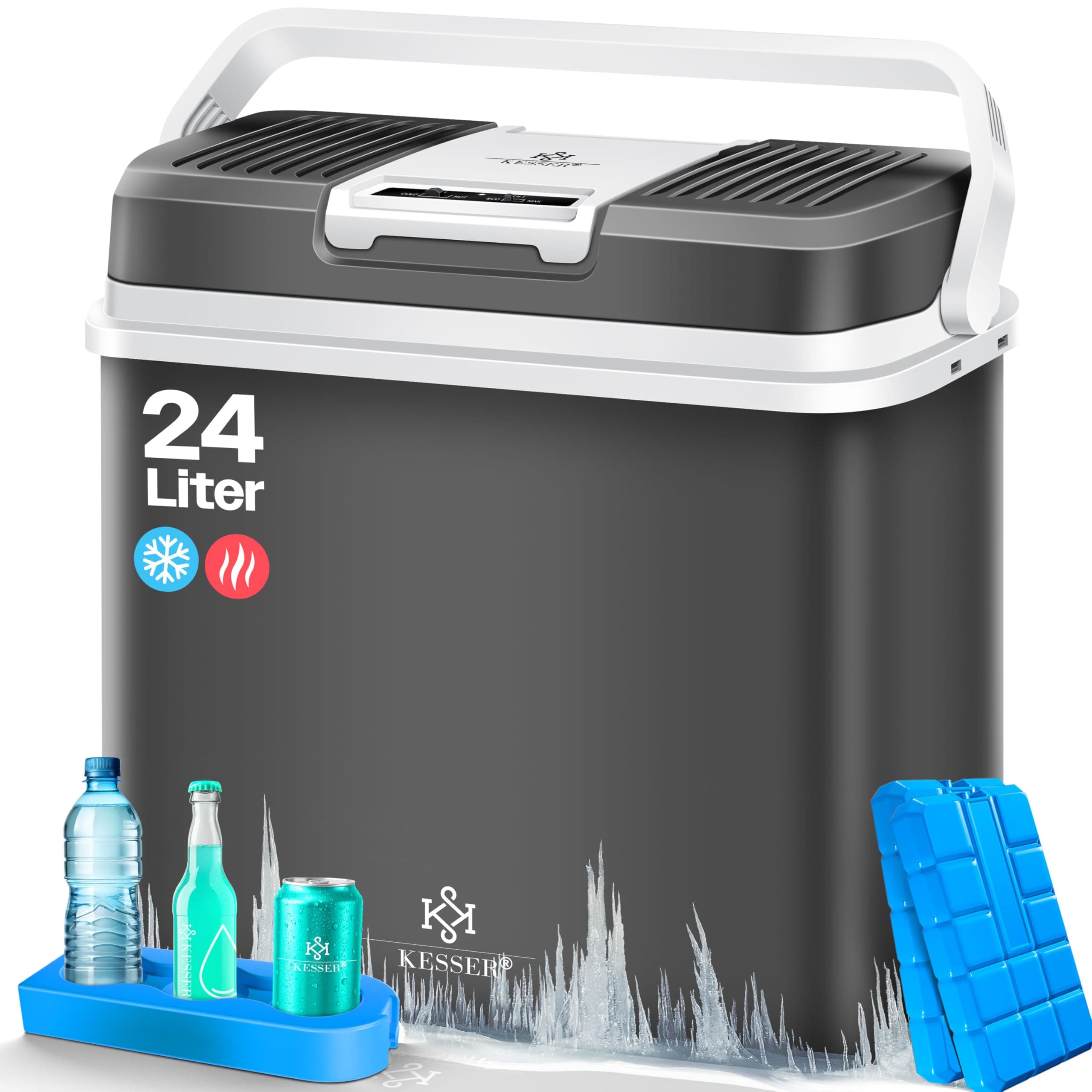 KESSER® 24 Liter Kühlbox | KÜHLT und WÄRMT | Thermo-Elektrische Kühlbox 12 Volt und 230 Volt | Thermobox für Auto, Boot & Camping | Mini-Kühlschrank mit ECO & MAX Modus |