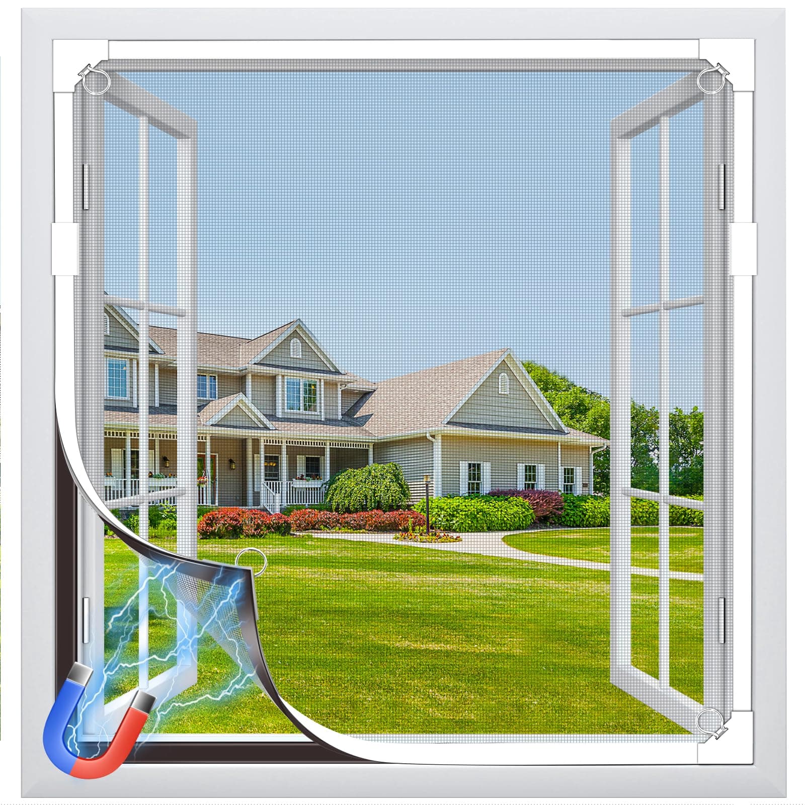 MLEJU Mosquitera Ventana Magnética, 120x130 cm Fibra de Vidrio Premium, Protección Antimosquitos, DIY Ajustable Fácil Instalación Sin Taladrar, Mosquitera Magnetica para Ventana Correderas