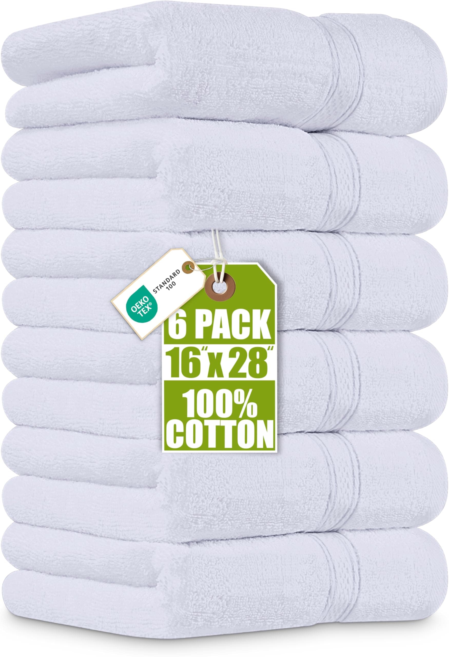 Utopia Towels - Toallas de Mano Grandes de algodón multipropósito para baño, Manos, Cara, Gimnasio y SPA - Dimensiones 41 cm x 71 cm - Paquete de 6 (Blanco)