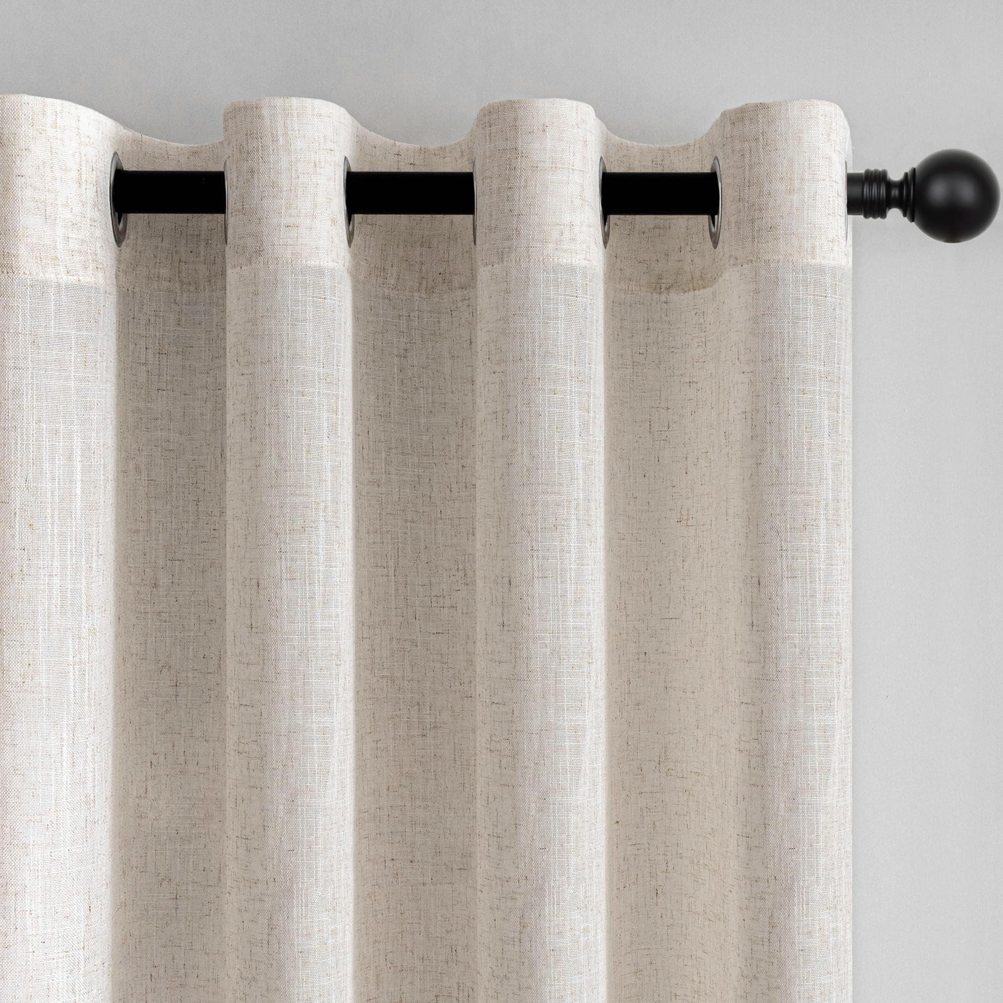 Rideau Voilage Beige Salon 140x250cm Naturel Lin Rideaux Chambre Adult Moderne Translucides et Draperies Intérieurs à Oeillets Décorati Dressing CuisinePorte Boheme 2pcs