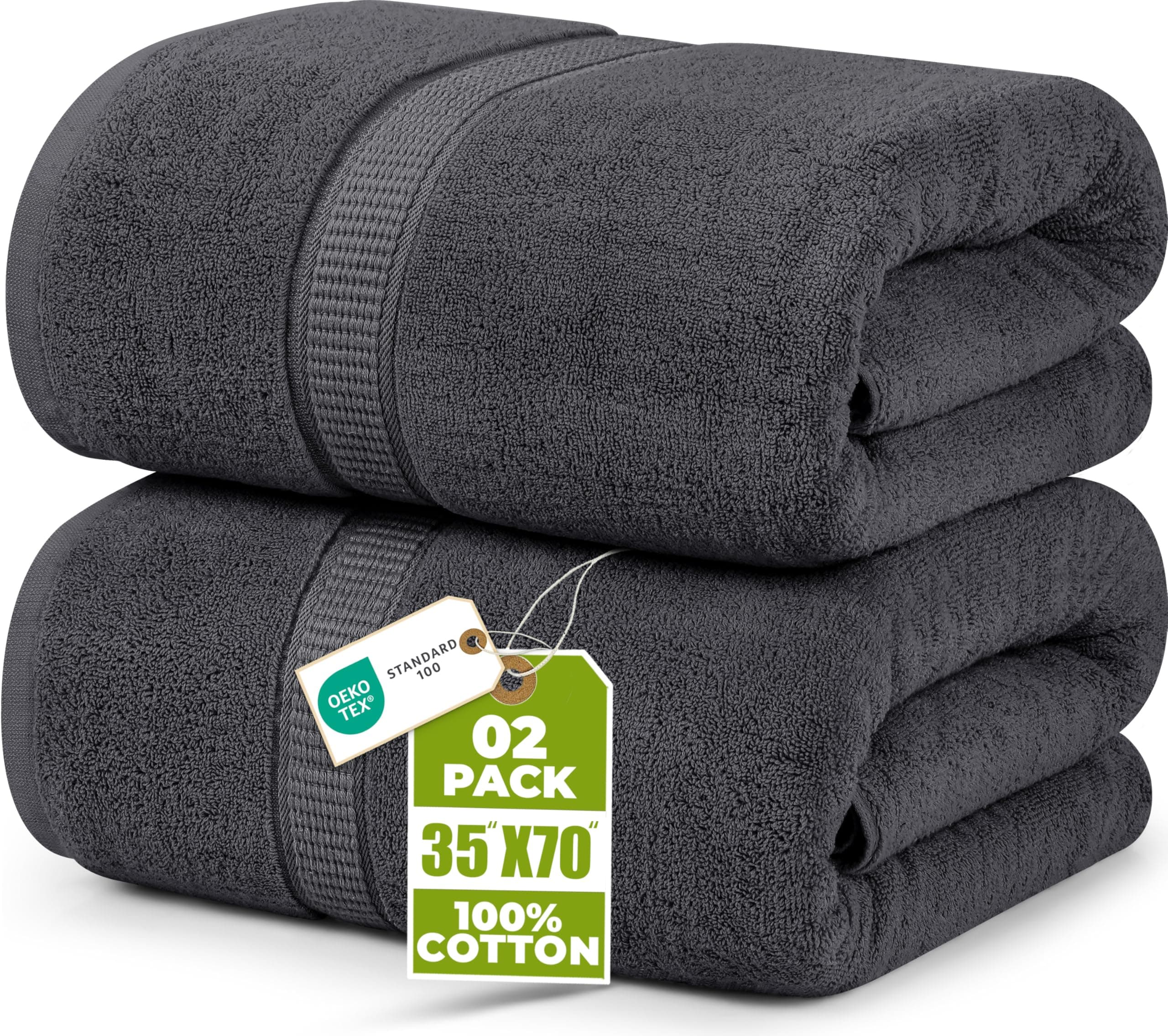 Utopia Towels - Pack de 2 Toallas de Baño Jumbo de Lujo (90 x 180 CM) - 100% Algodón Ring Spun, Altamente Absorbente, Suave y de Secado Rápido (Gris)